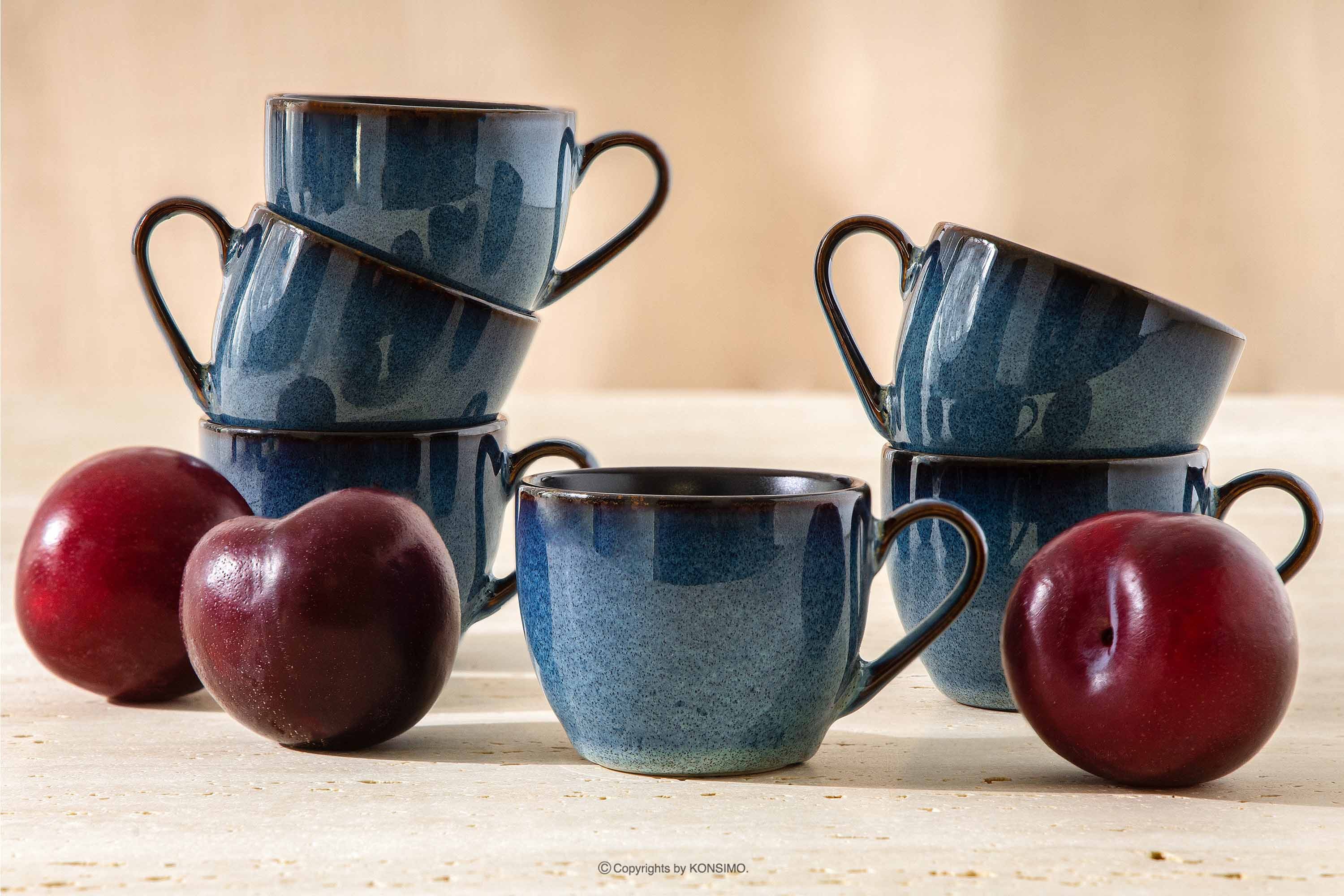Ritzenhoff & Breker Espressotasse RITZENHOFF & BREKER BALI Espressotassen-Set, jedes Stück ein Unikat, 6-tlg., Steinzeug, 90 ml, Reaktivglasur, spülmaschinengeeignet, mikrowellengeeignet