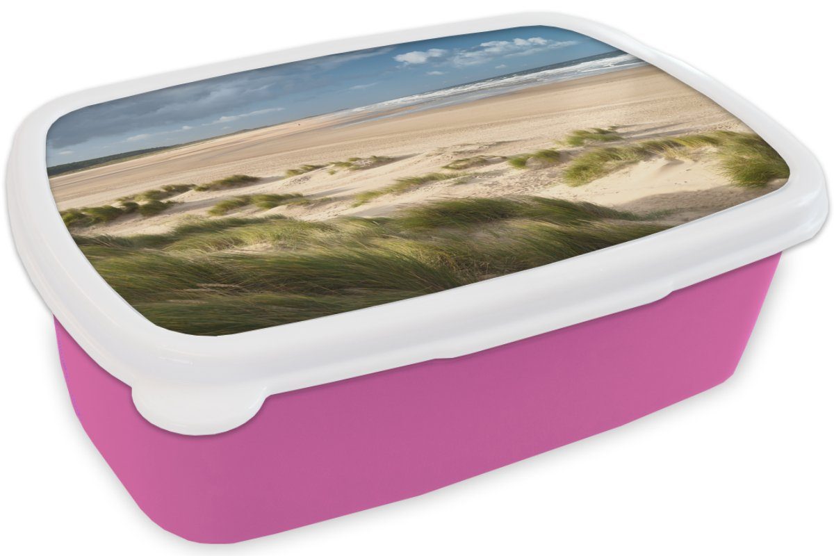 Lunchbox - Kunststoff, MuchoWow (2-tlg), Düne Kinder, Mädchen, für Brotdose Meer, Snackbox, Sand - rosa Kunststoff Brotbox Erwachsene,