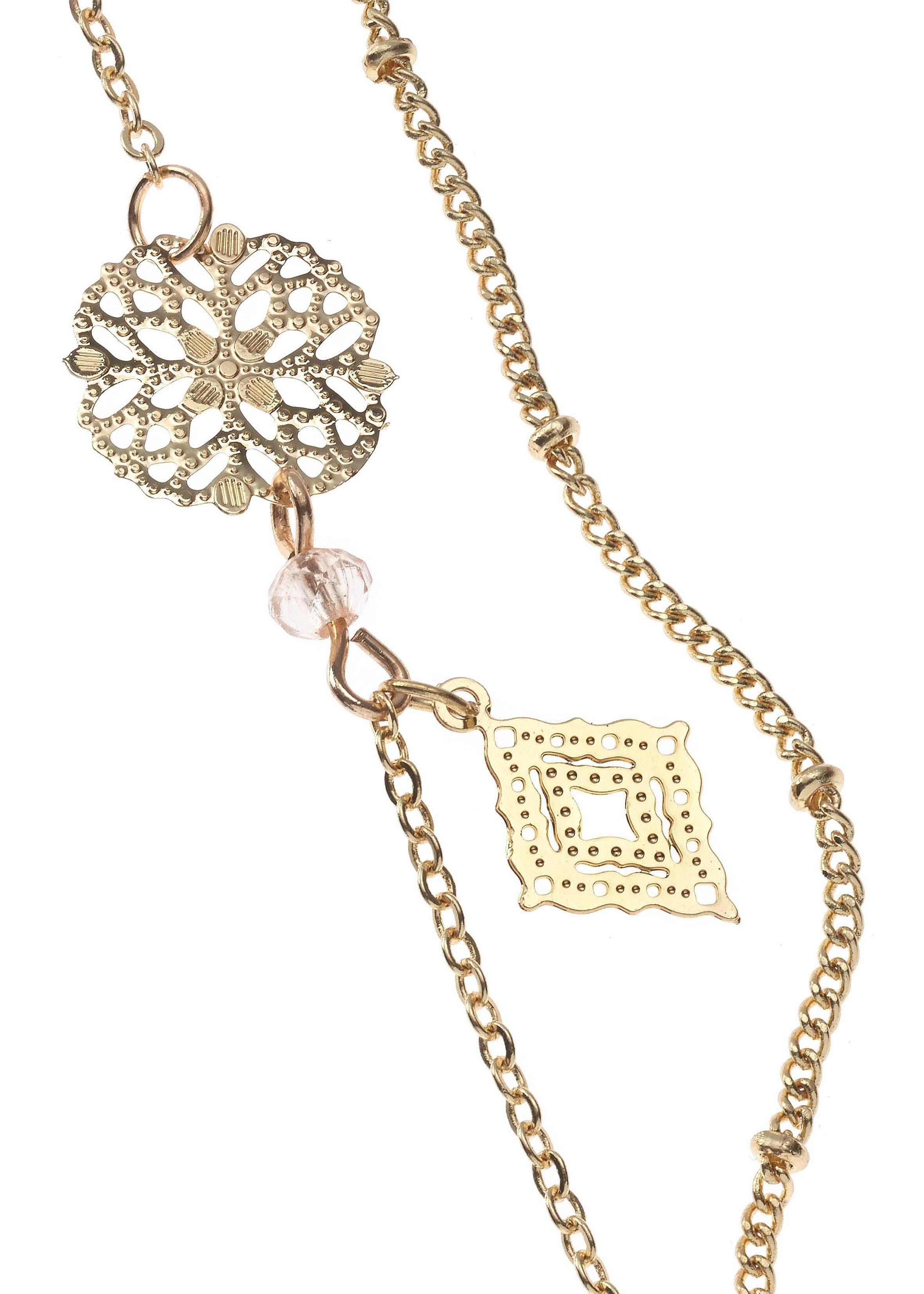 LASCANA Lange Kette Layer Halskette, 2 Reihen, mit Kunstfedern, mehrreihige Halskette, Halsschmuck