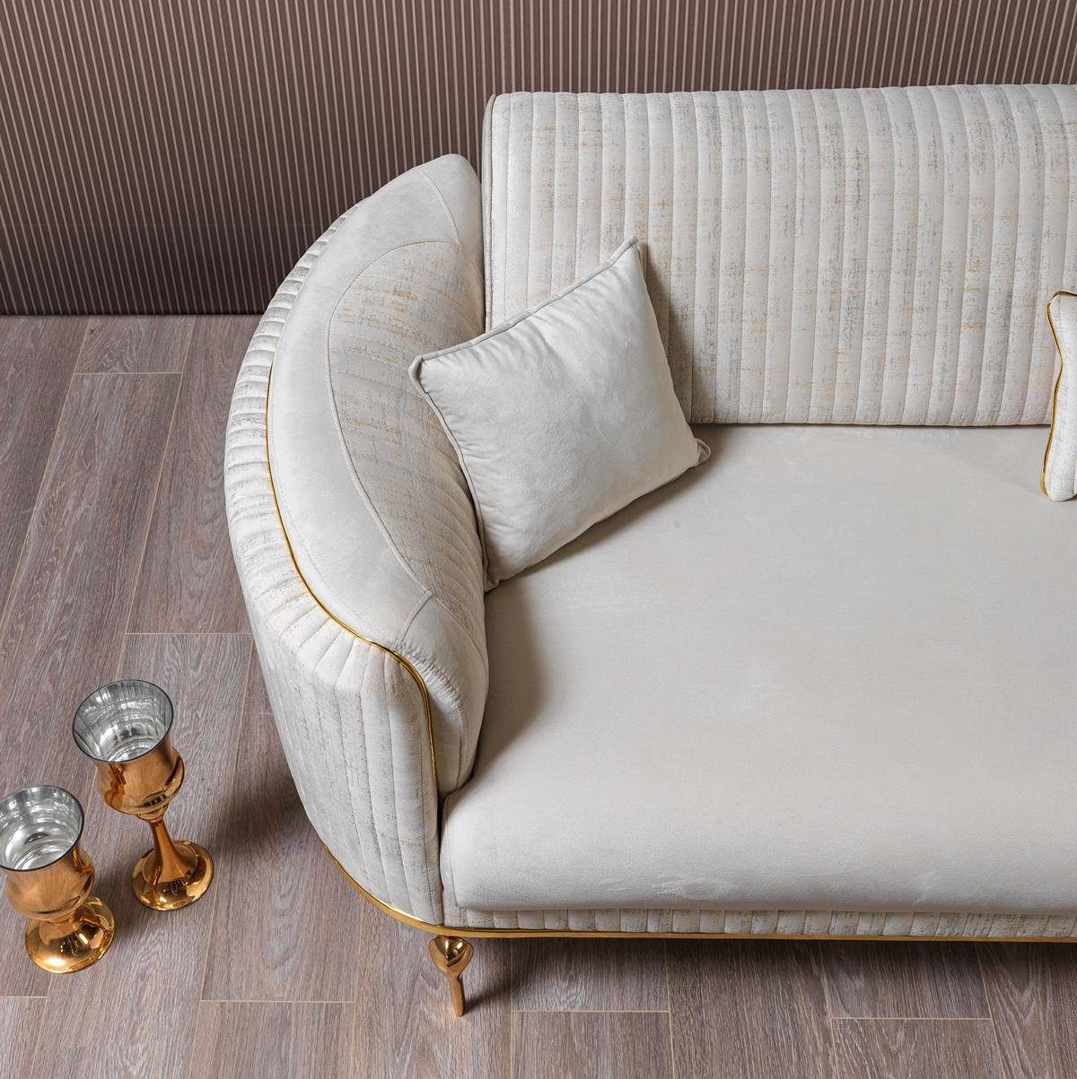 Couch Textil JVmoebel Designer 3Sitzer Sofas Sofa Polster Sofa Weiß 3-Sitzer Modern