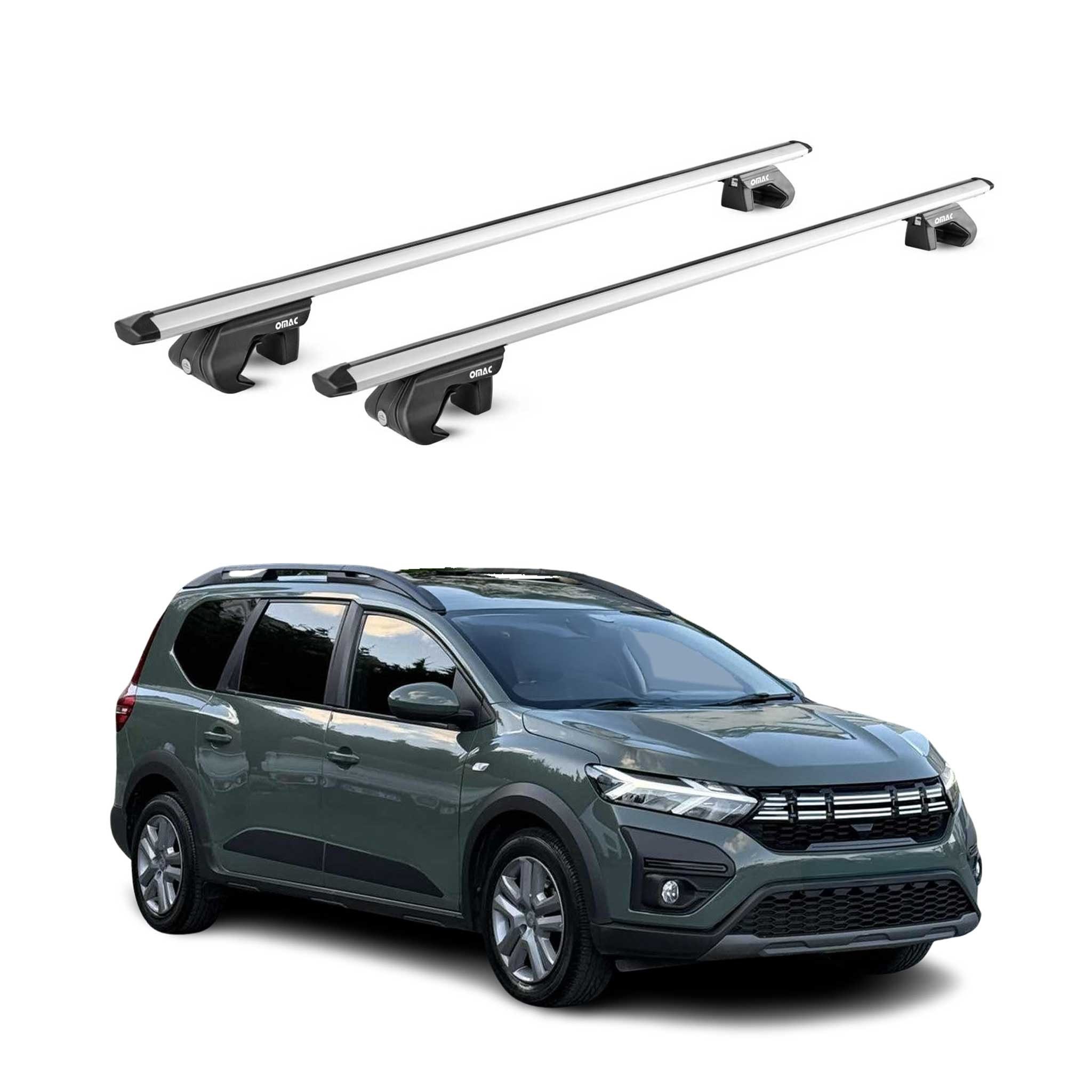 OMAC Dachträger Gepäckträger für Dacia Jogger 2022-2025 Alu Silber 2 tlg ABE (2-St), Wasserbeständig,Abnehmbar,Multifunktional,Leichtgewichtig