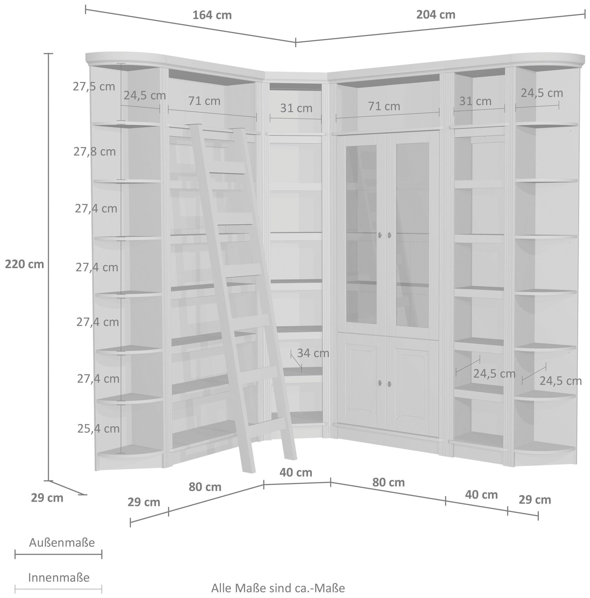 Bibliothek Soeren, affaire | 7-tlg., Kiefer cremeweiß Home Aus cremeweiß Massiver