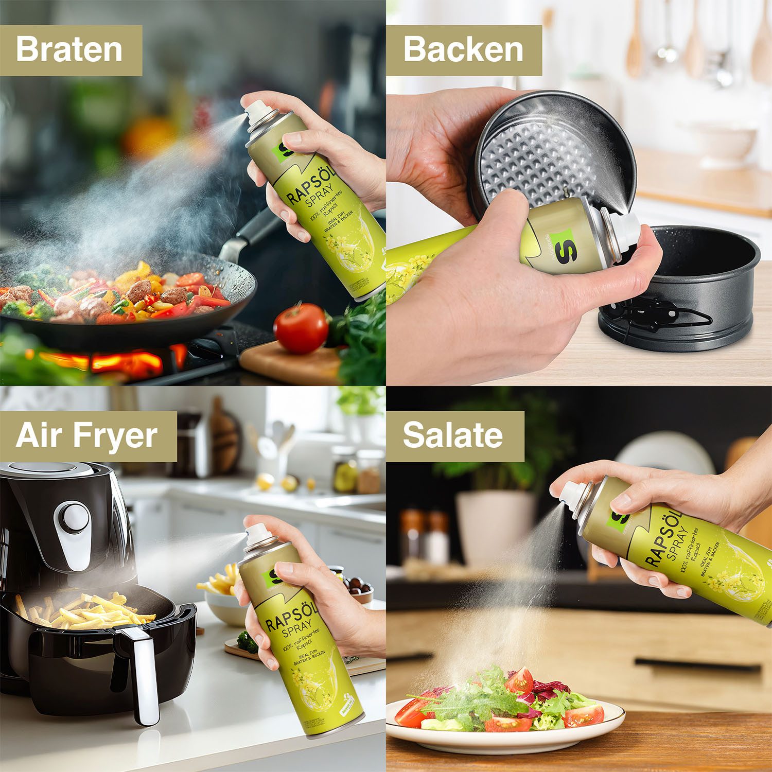 Spraytive Speiseöl 1 x 400ml Rapsöl Spray - Ölspray zum Kochen, Backen & für Salate, Made in Germany – Bild 3 von 5