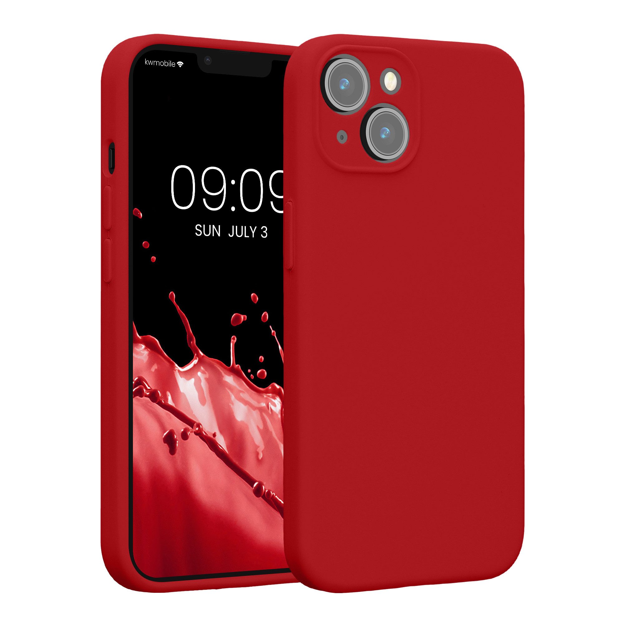kwmobile Smartphone-Hülle Handyhülle für Apple iPhone 14 Hülle, Hülle Silikon gummiert - Handyhülle - Handy Case in Rhabarber Rot