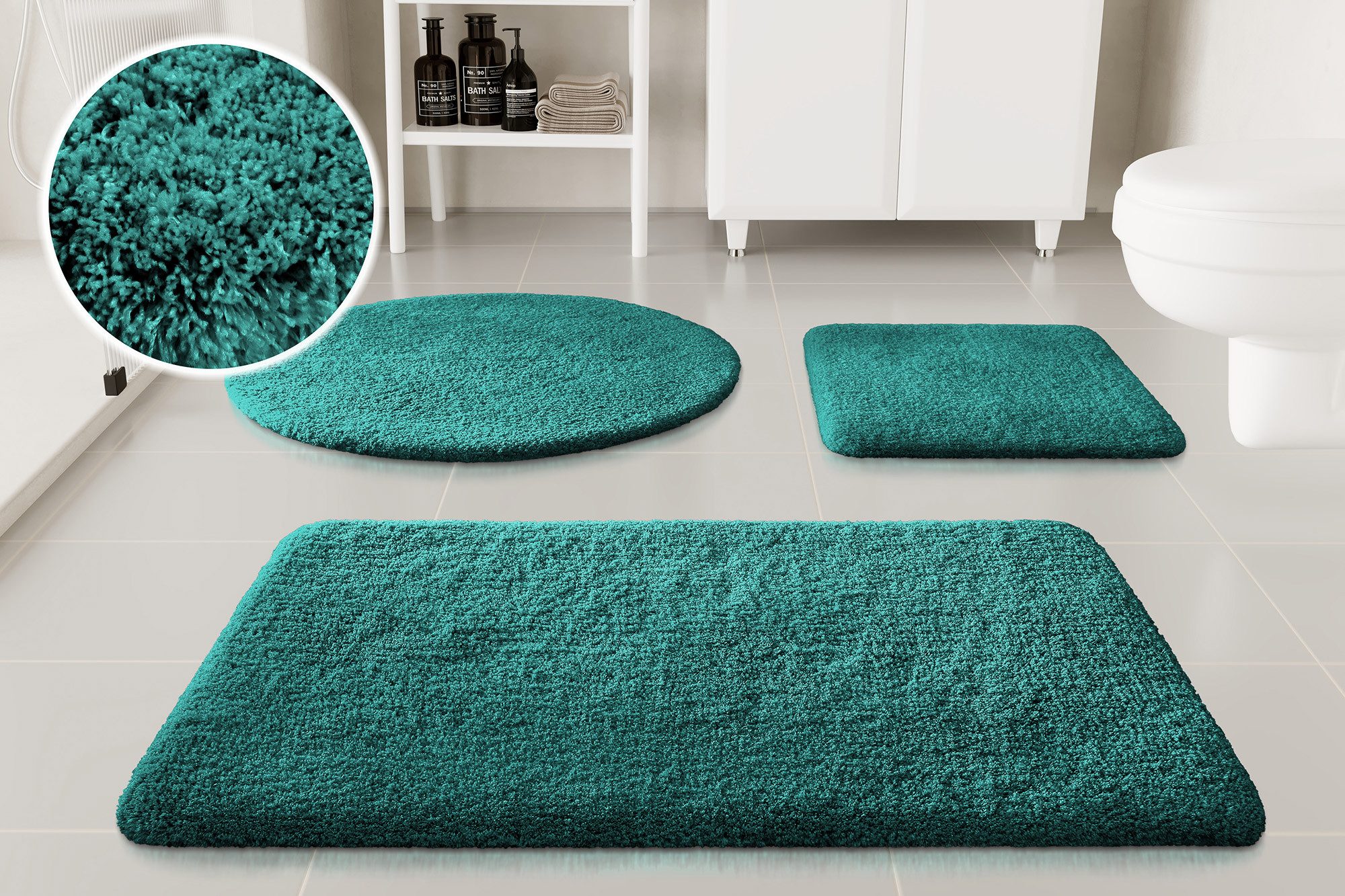 OTTO home Badematte Kaarin, Höhe 30 mm, rutschhemmend beschichtet, fußbodenheizungsgeeignet, Polyester, rechteckig, Badteppich, getuftet, flauschig, hochflor, große Farbauswahl