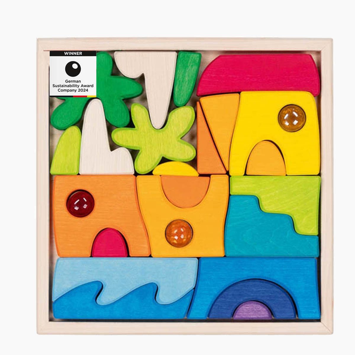 goki Lernspielzeug Landschaftspuzzle Honolulu mit 3 Glitzersteinen (packung, 28-St., kasten), Perfektes Geschenk für kleine Entdecker