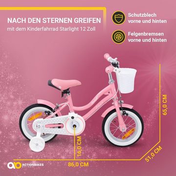 Actionbikes Motors Kinderfahrrad »Mädchen Kinder Fahrrad Starlight, Pink Weiß«, 1 Gang, ohne Schaltung