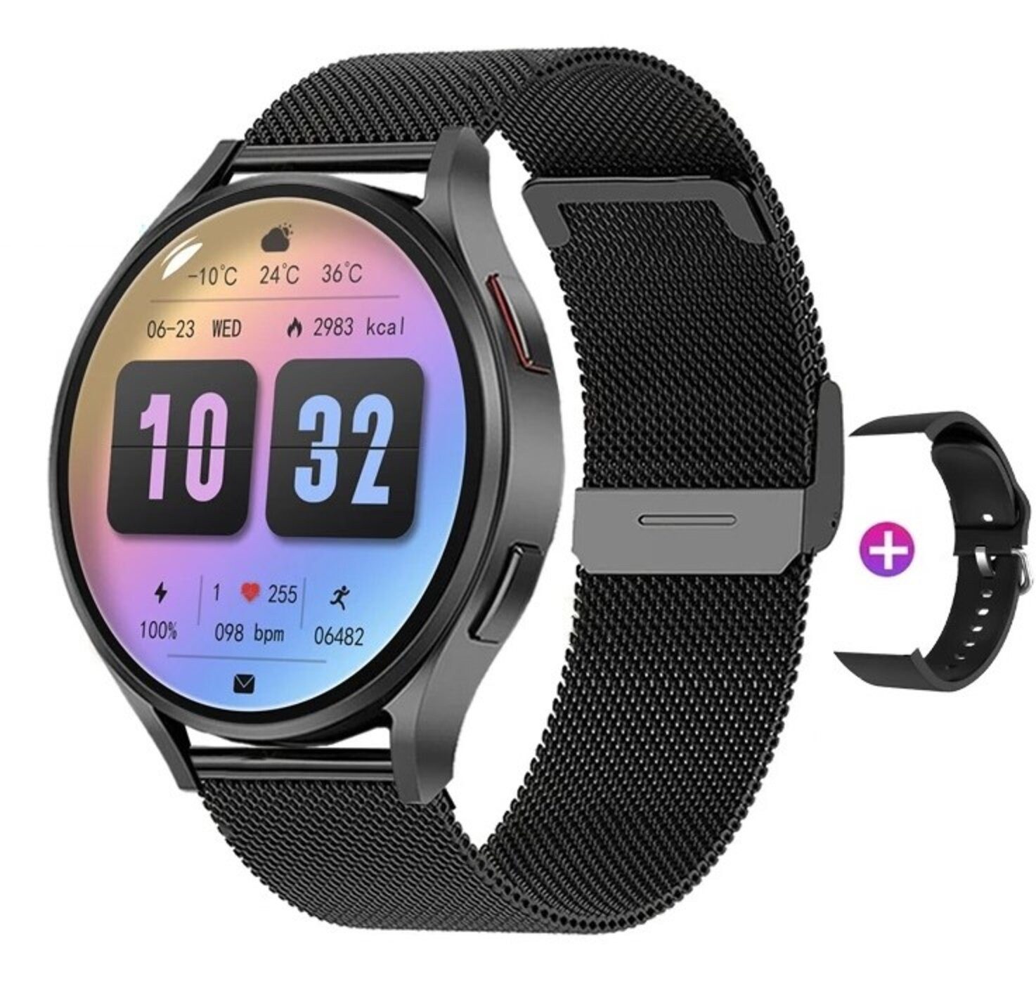 Nagham Ghazal Aswad Smartwatch Bluetooth-Anruf, AMOLED-Sprachanruf, NFC, GPS, Sport 2025 Smartwatch (4,4cm cm/1,39 Zoll)