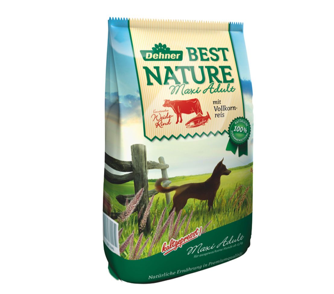 Dehner Best Nature Maxi Adult Rind / Reis, 5 kg / 12.5 kg, getreidefrei Rind, Trockenfutter für: Hunde, Trockenfutter für ausgewachsene Hunde großer Rassen, zuckerfrei