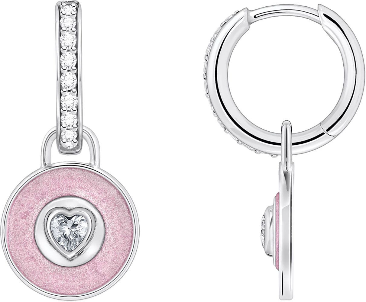 THOMAS SABO Paar Серьги-кольца mit Einhänger rosa und Zirkoniabesatz, mit Zirkonia (synth) - Einhänger abnehmbar