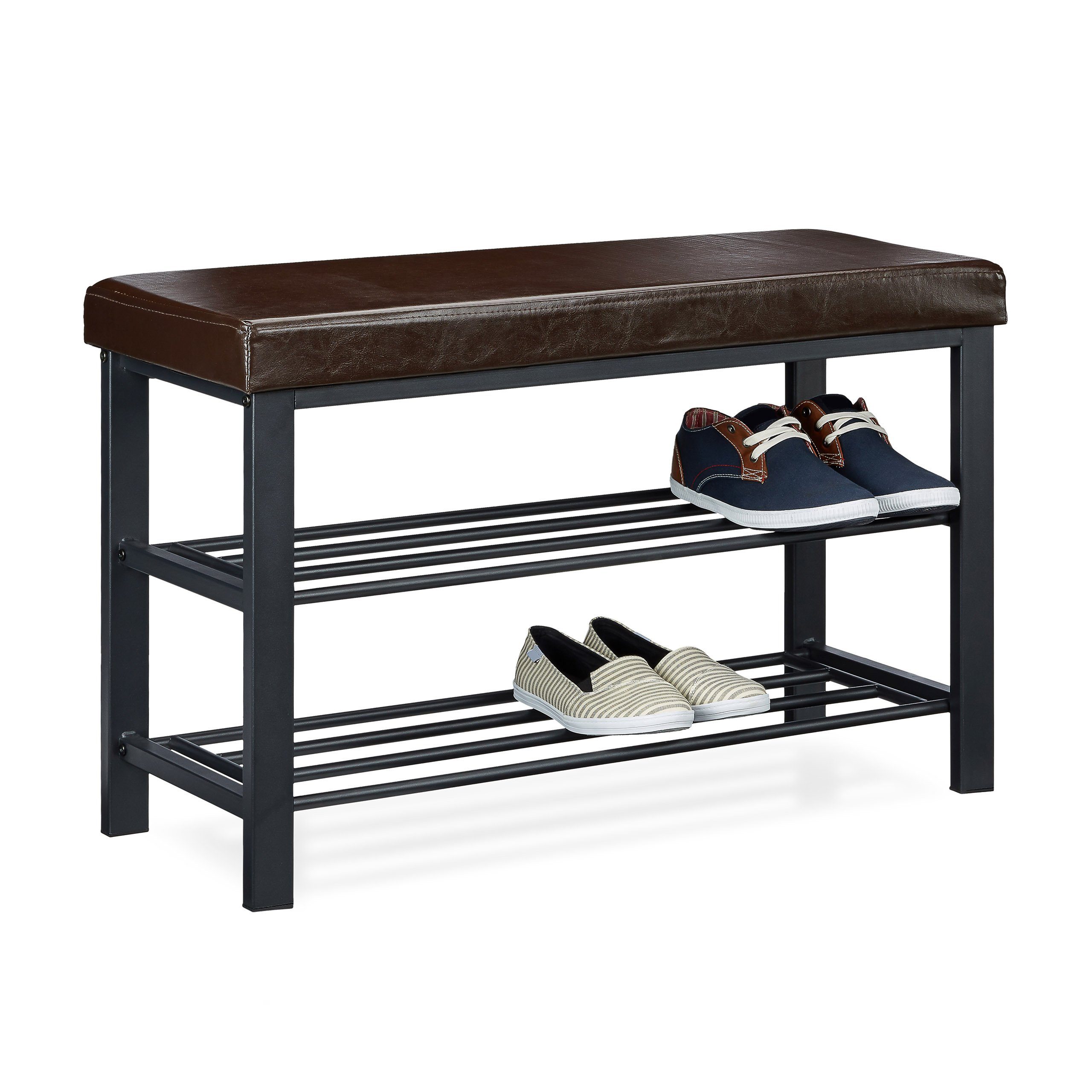 relaxdays Schuhbank mit Polsterung (4-St), braun
