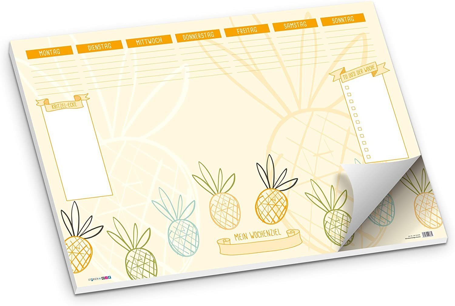itenga Schreibtischunterlage itenga Schreibtischunterlage Ananas DIN A2 50 Blat