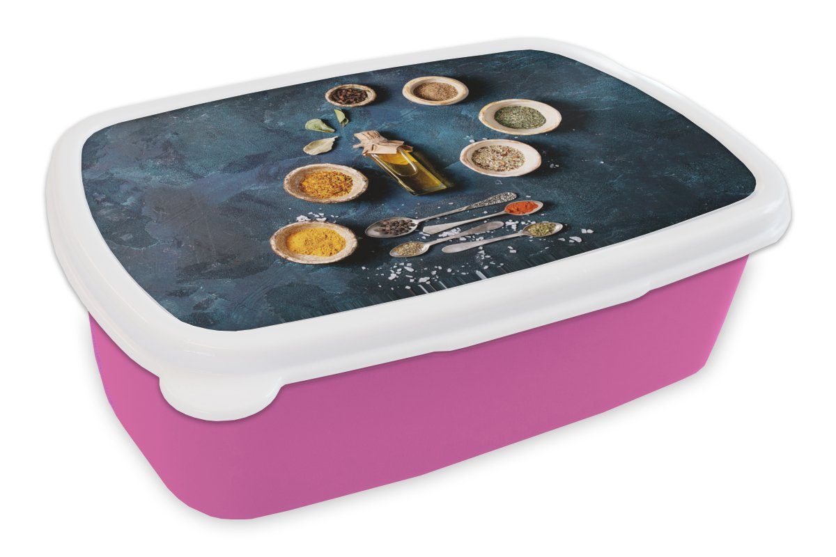 MuchoWow Mädchen, Erwachsene, Kunststoff, Kunststoff Gewürze Snackbox, Lunchbox Kinder, (2-tlg), Öl für Schöpfkellen rosa Küche, - Brotbox - - Gewürze - Brotdose