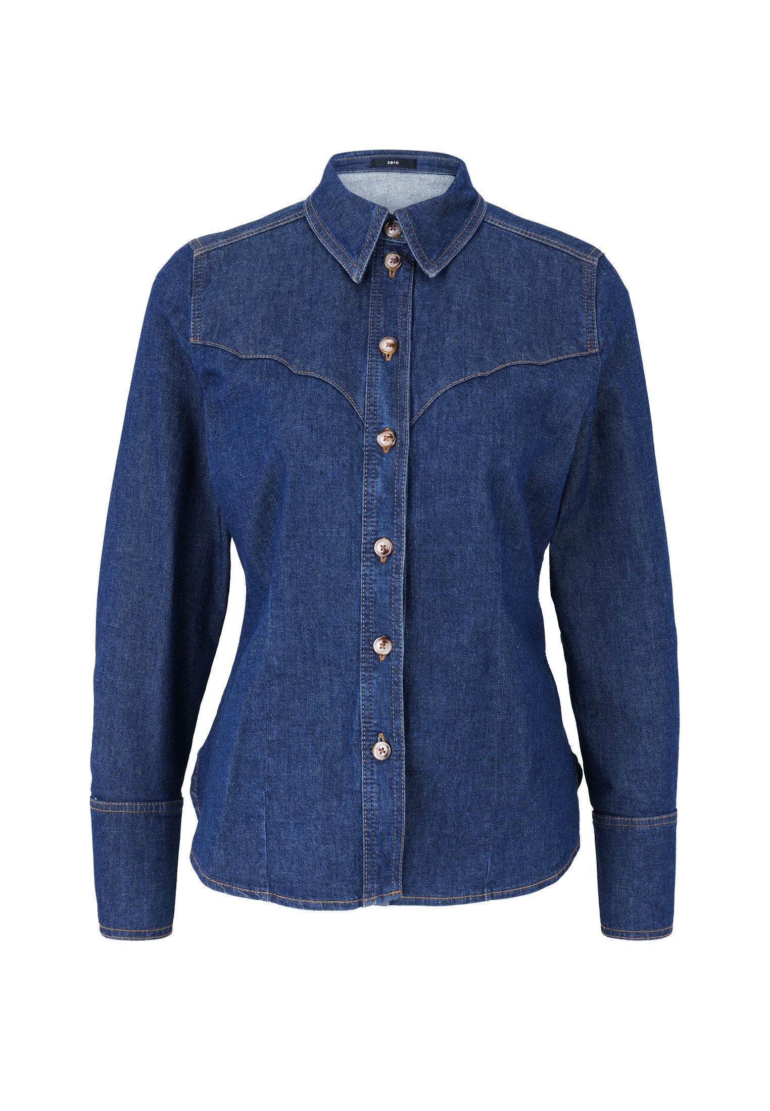 Zero Jeansbluse Damen Jeanshemd mit Knopfleiste günstig online kaufen