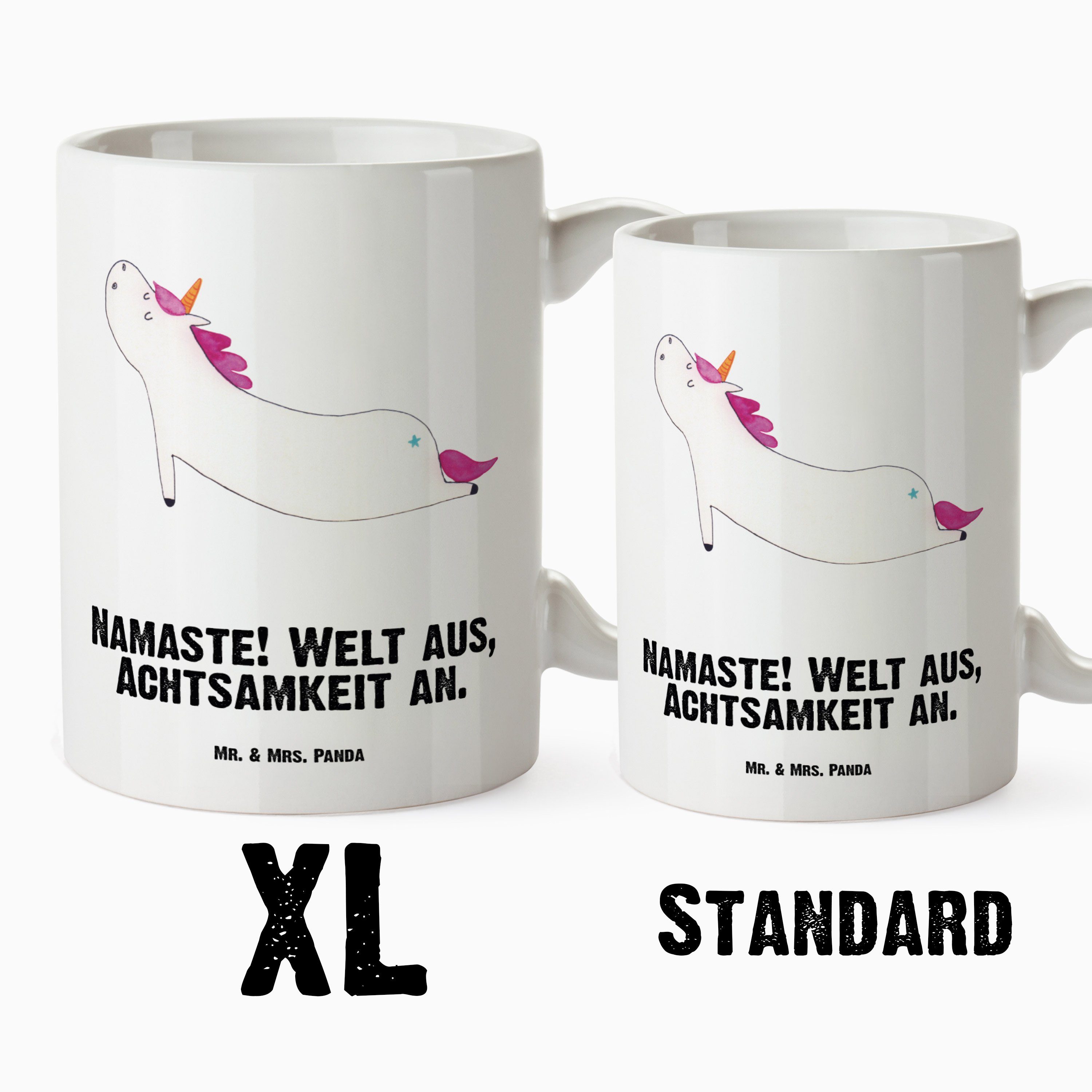 Mr. & Mrs. Tasse Geschenk, - Panda XL Einhorn - XL Becher, XL Weiß Teetasse, Tasse Einhorn Keramik Yoga Deko