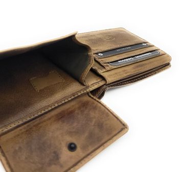 JOCKEY CLUB Geldbörse echt Leder Herren Portemonnaie mit RFID Schutz, tolles, gewachstes Rindleder, Farbe oil grey