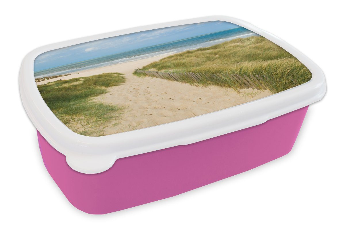 Kunststoff, - rosa Erwachsene, Strand Düne Snackbox, MuchoWow - für Brotbox - Lunchbox Mädchen, Belgien, Kunststoff Kinder, Brotdose (2-tlg), Meer