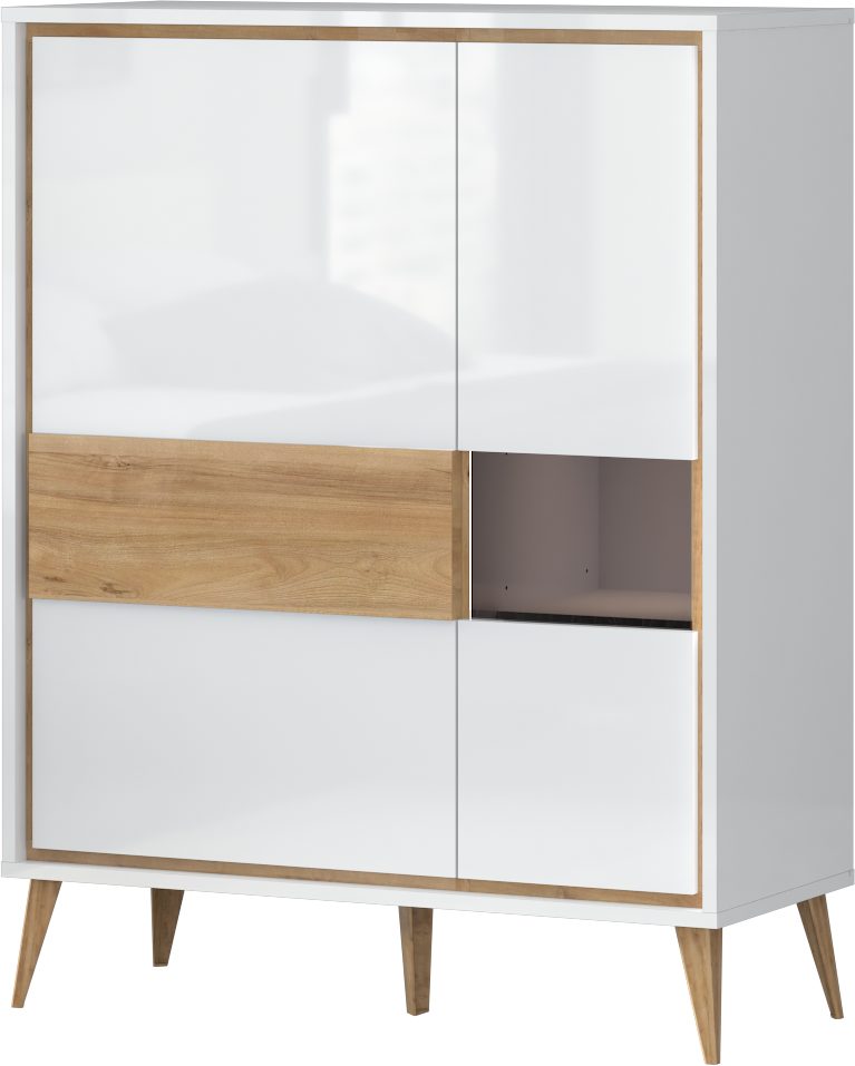 Home affaire Highboard Vida (H/B/T): 121/95/40cm), UV lackiert, hochglänzend, Soft-Close und Push-to-open Funktion