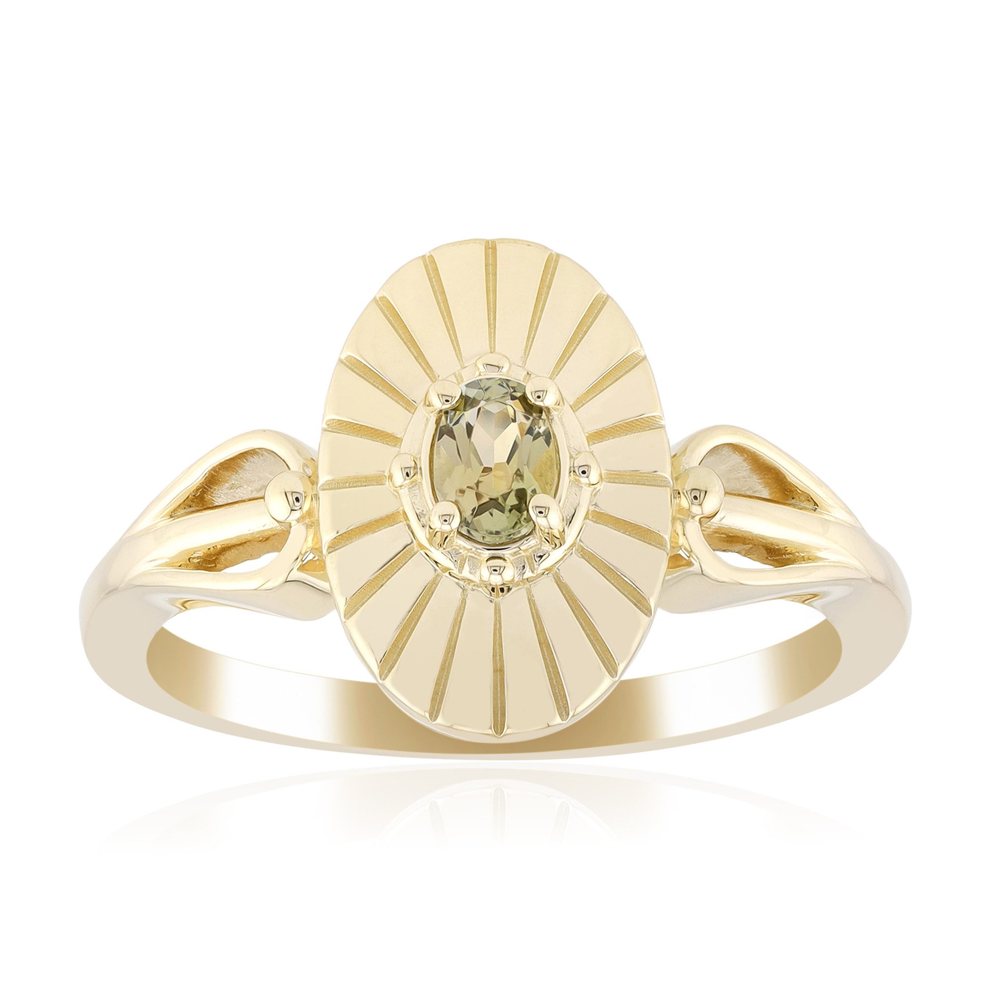 Cavill Solitärring Ring aus Gelbgold mit grünem Tansanit (1-tlg)