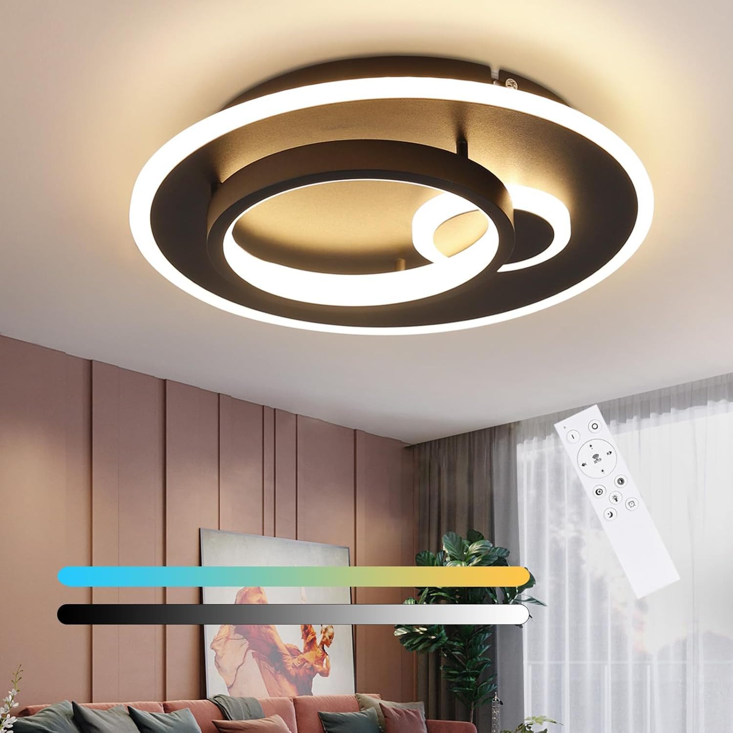 ZMH LED Deckenleuchte mit Fernbedienung Modern Design Wohnzimmerlampe, LED günstig online kaufen