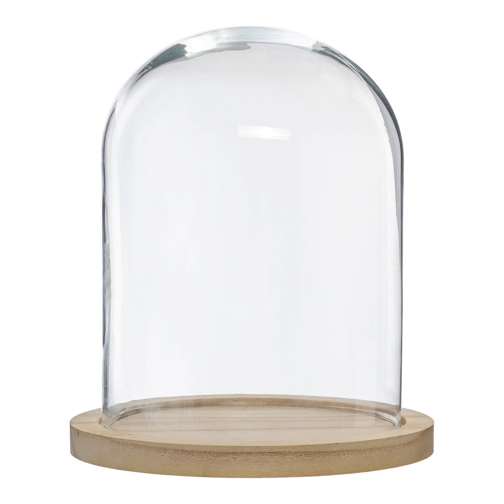 Atmosphera Créateur d'intérieur Dekoobjekt Deko-Glaskuppel, Ø 23 cm, mit Holzbasis (Deko-Objekt, Deko-Objekt)