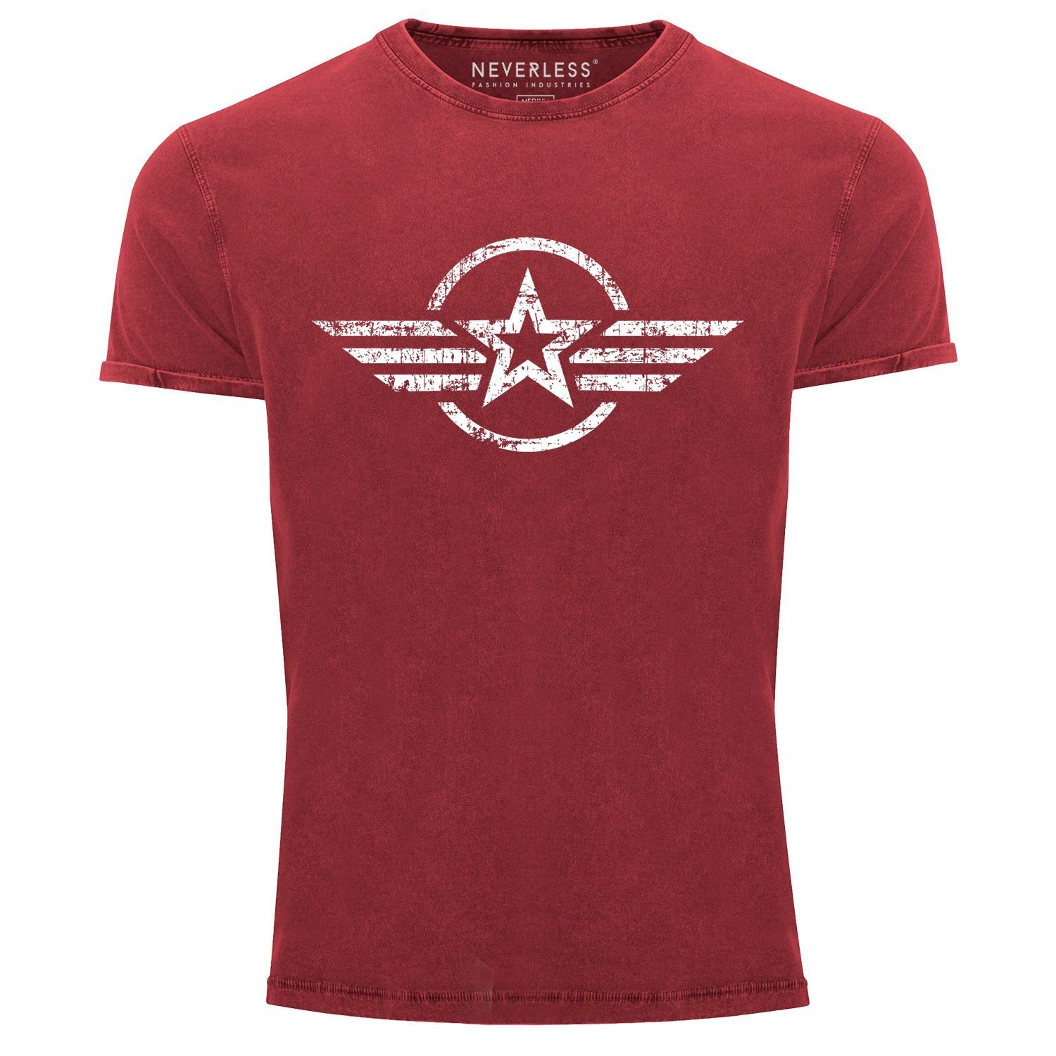 Neverless Print-Shirt Herren Vintage Shirt Airforce günstig online kaufen