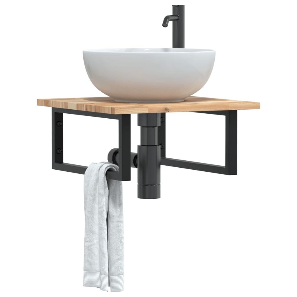 vidaXL Badezimmerspiegelschrank Waschbeckenregal Wandmontage Stahl und nholz (1-St)