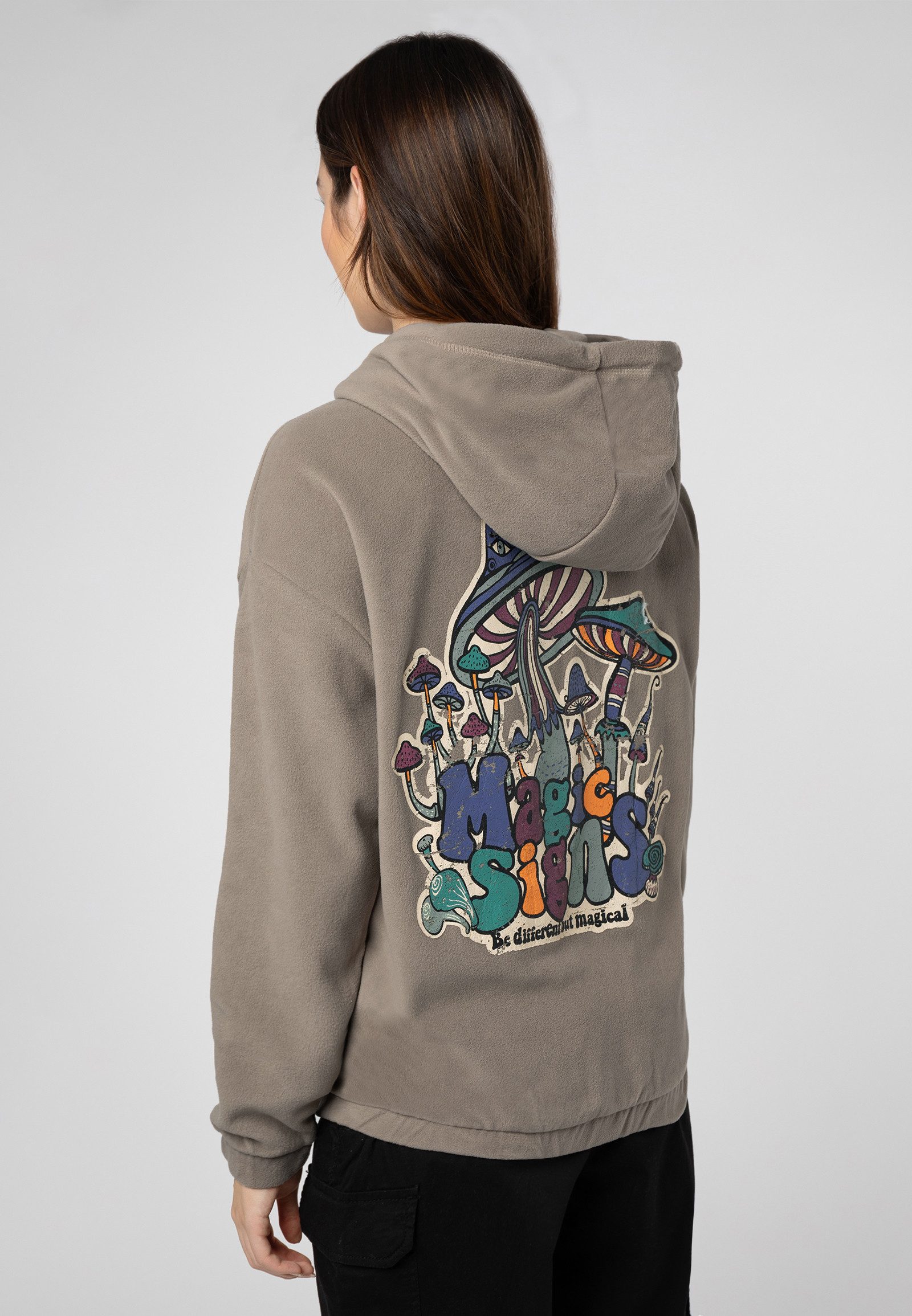 SUBLEVEL Fleecepullover Fleece Hoodie mit Backprint günstig online kaufen