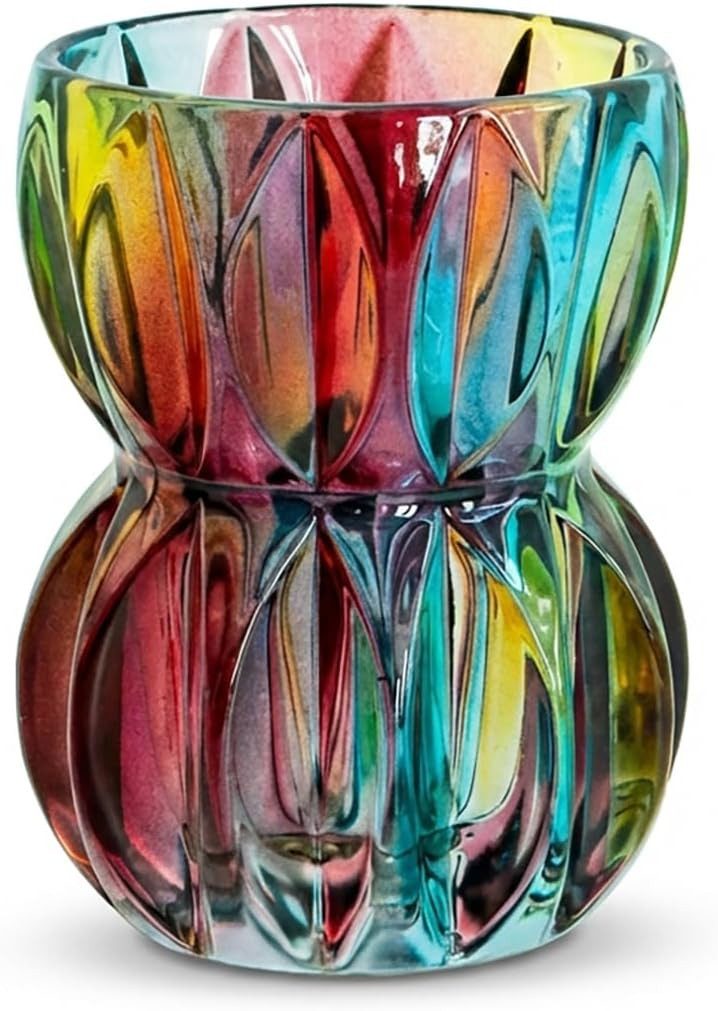 FELIXLEO Dekovase Kristall Glasvase 17,5 cm Struktur Vase Blumen Hydrokultur Deko (1 St)