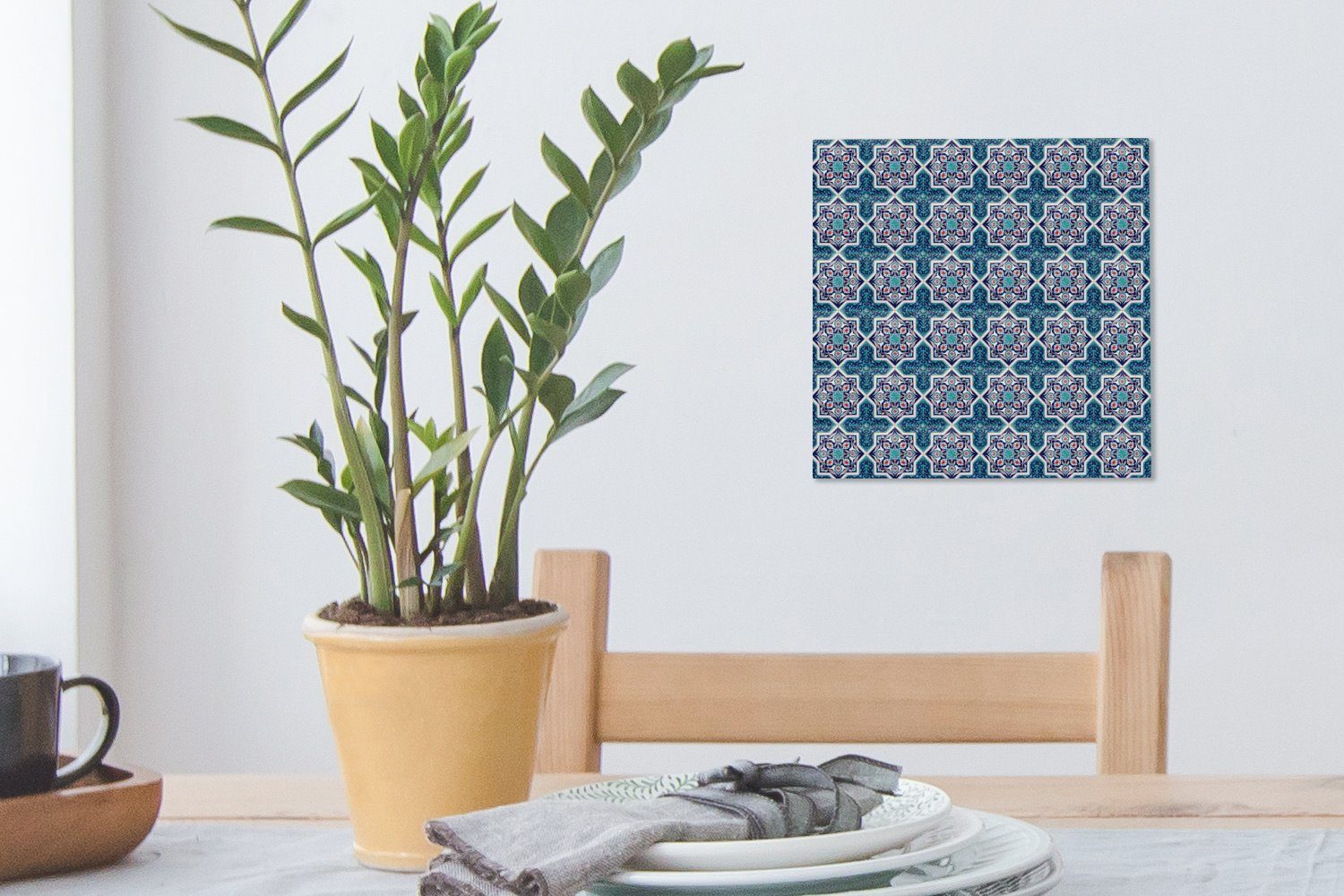 Ein für Wohnzimmer bunt dem hauptsächlich die, Schlafzimmer Leinwandbild OneMillionCanvasses® Bilder Mosaikfliesenmuster, Leinwand St), marokkanisches (1 bei