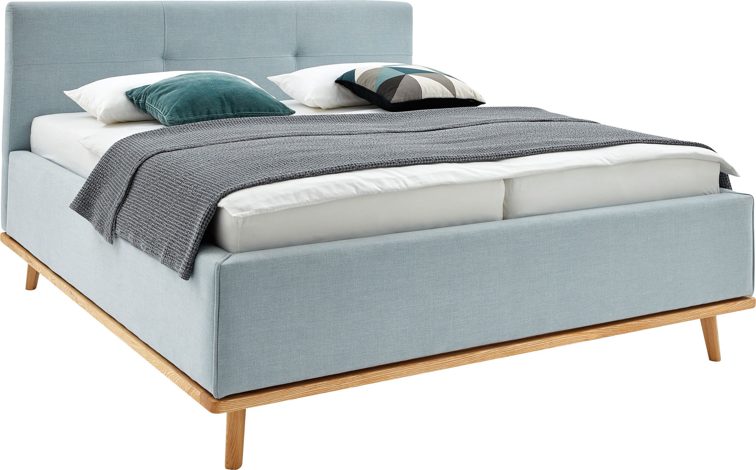 Musterring Polsterbett Delphi erhältlich in der Breite 160cm und 180cm, Eicherahmen massiv, Kopfteil mit Steppung