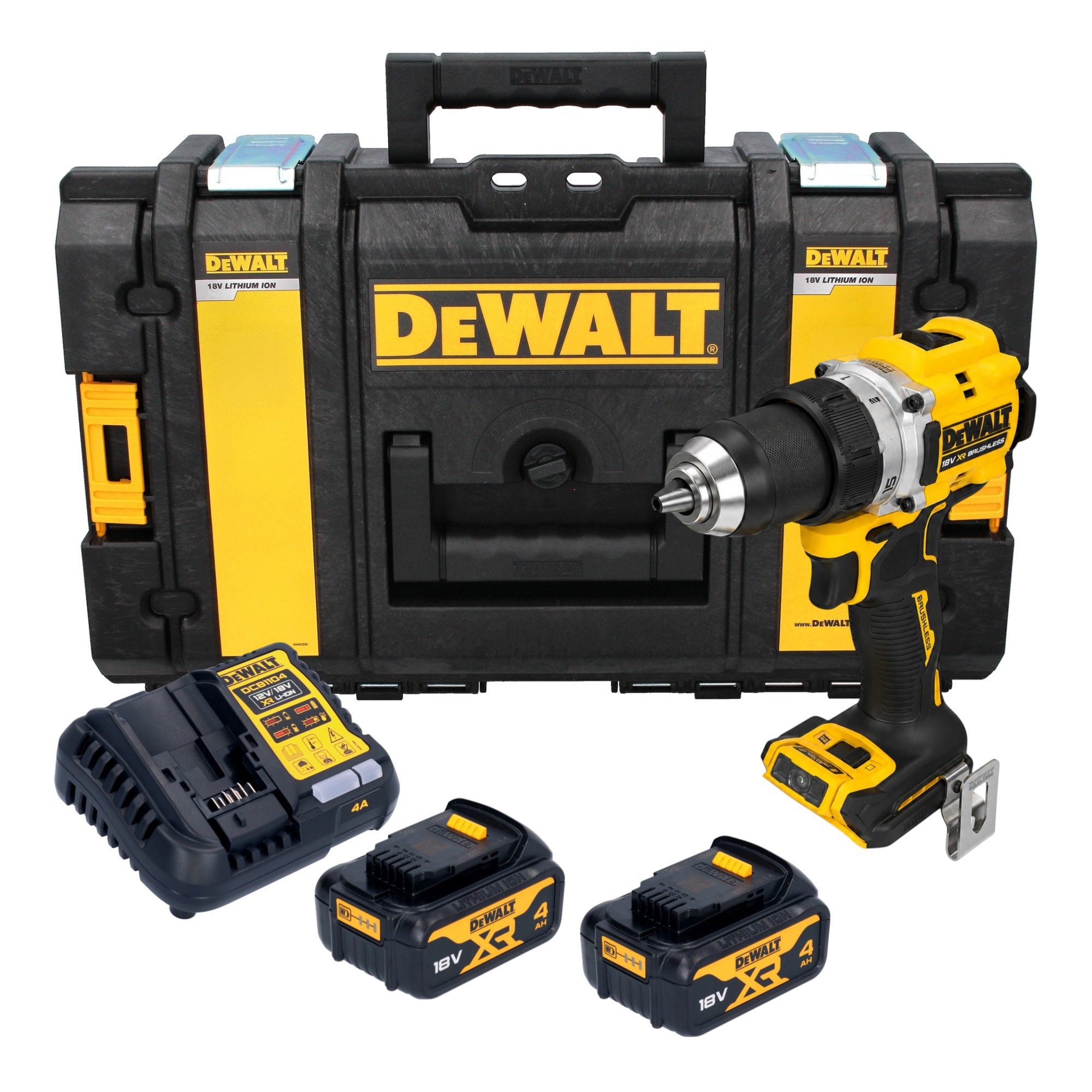 DeWalt Akku-Schrauber DCD 800 M2 Akku Bohrschrauber 18 V 90 Nm Brushless + 2x Akku 4,0 Ah