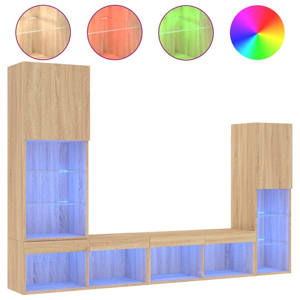 vidaXL TV-Wand 4-tlg. Wohnwand mit LED-Beleuchtung günstig online kaufen