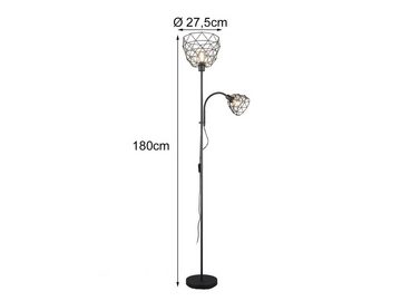 meineWunschleuchte LED Stehlampe, Dimmfunktion, LED wechselbar, Warmweiß, große Designer Steh Gitter-Lampe mit Leselampe Schwarz für Ecke 180cm