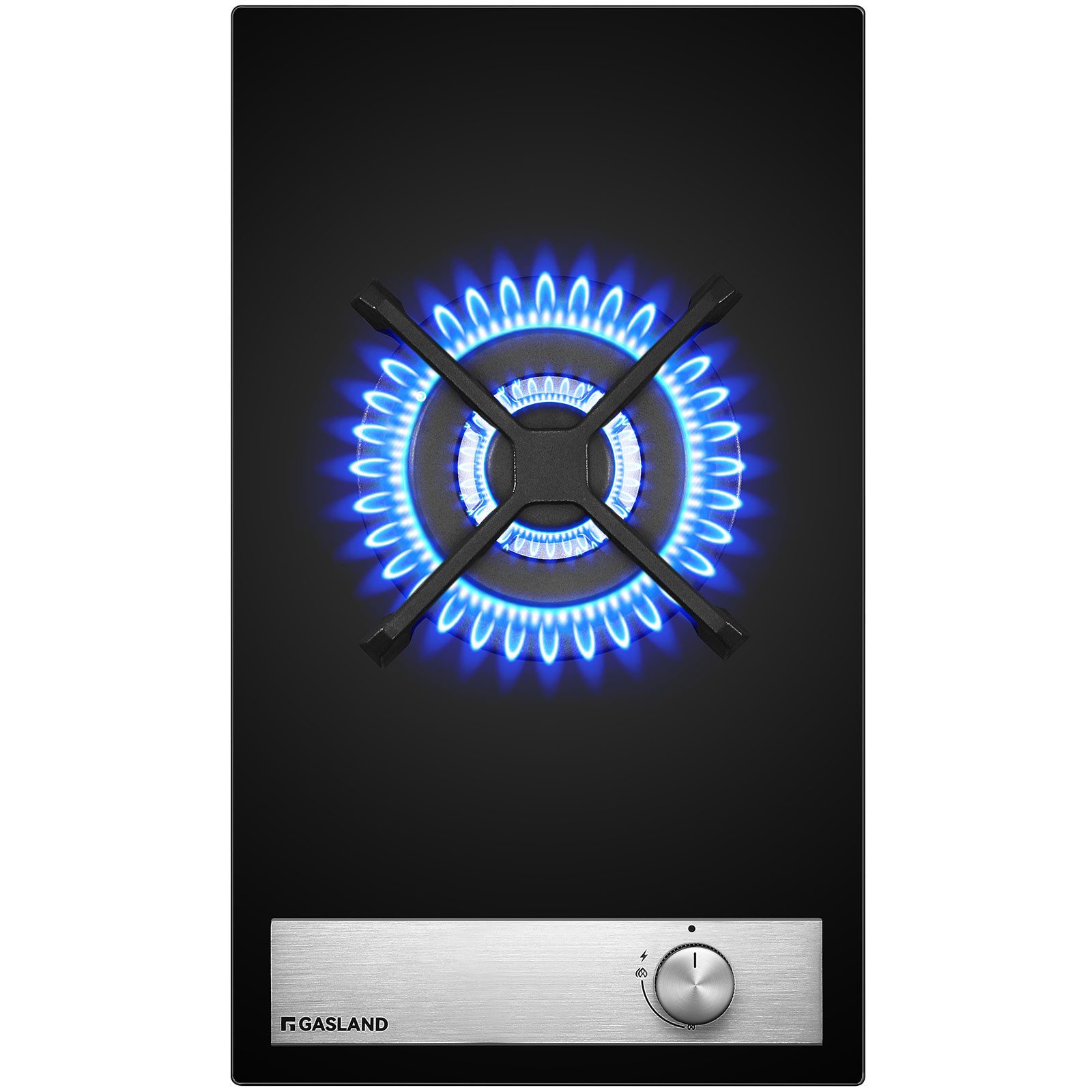 GASLAND Gas-Kochfeld GH12BF, Einbau Glas-Gaskochfeld Wokbrenner, 30 cm, 3400 W, Butan/LPG/Erdgas