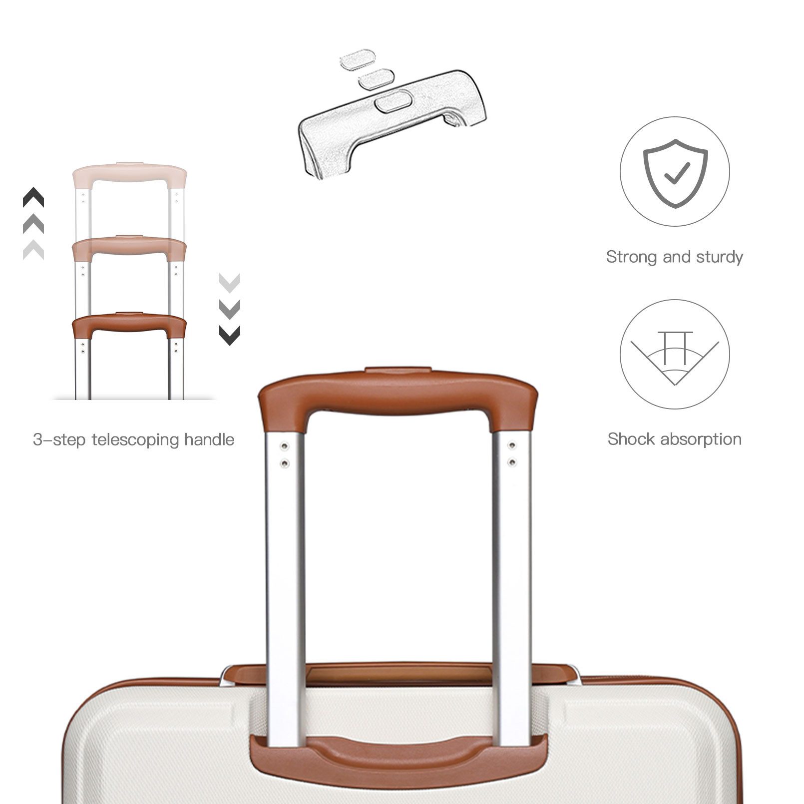 KONO Trolleyset Kombi-Set: Hartschalen-Koffer + Handgepäcktasche, (6 tlg)