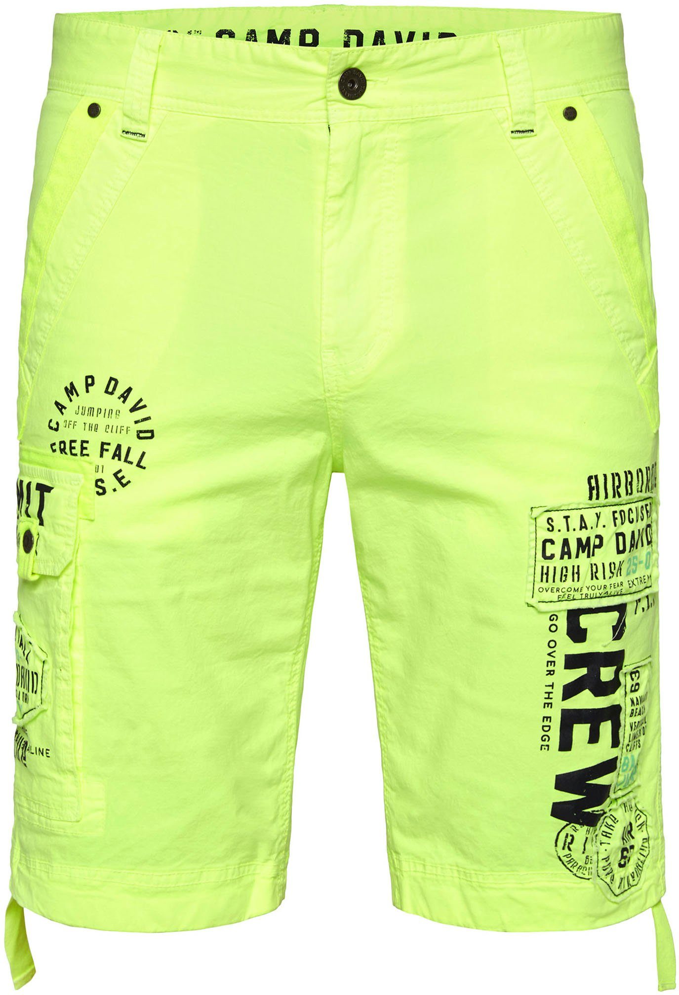 CAMP DAVID Skaterbermudas mit im Zugbändern neon lime Hosensaum