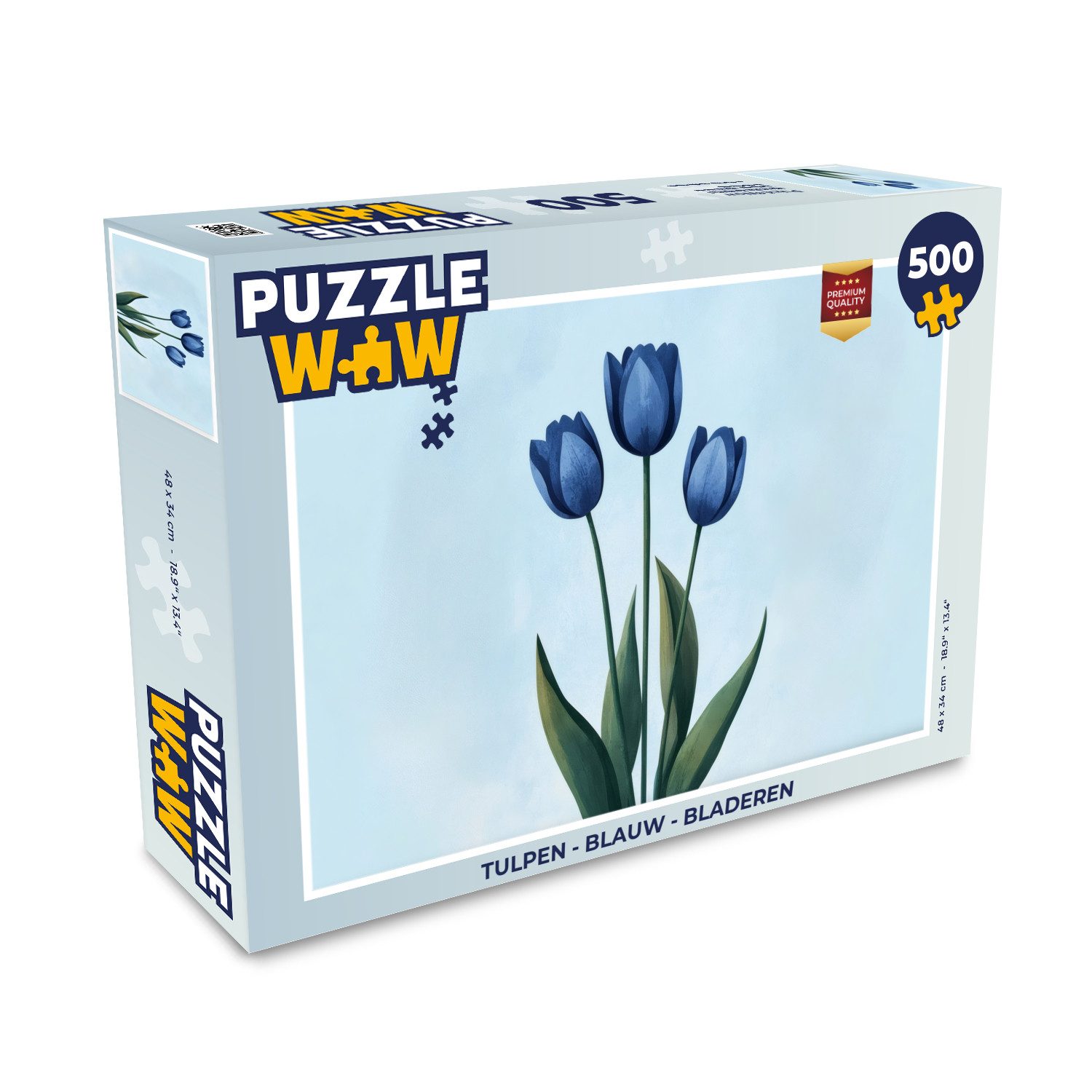 MuchoWow Puzzle Tulpen - Blau - Blätter, 500 Puzzleteile, Foto-Puzzle, Bilderrätsel, Puzzlespiele, Spielzeug