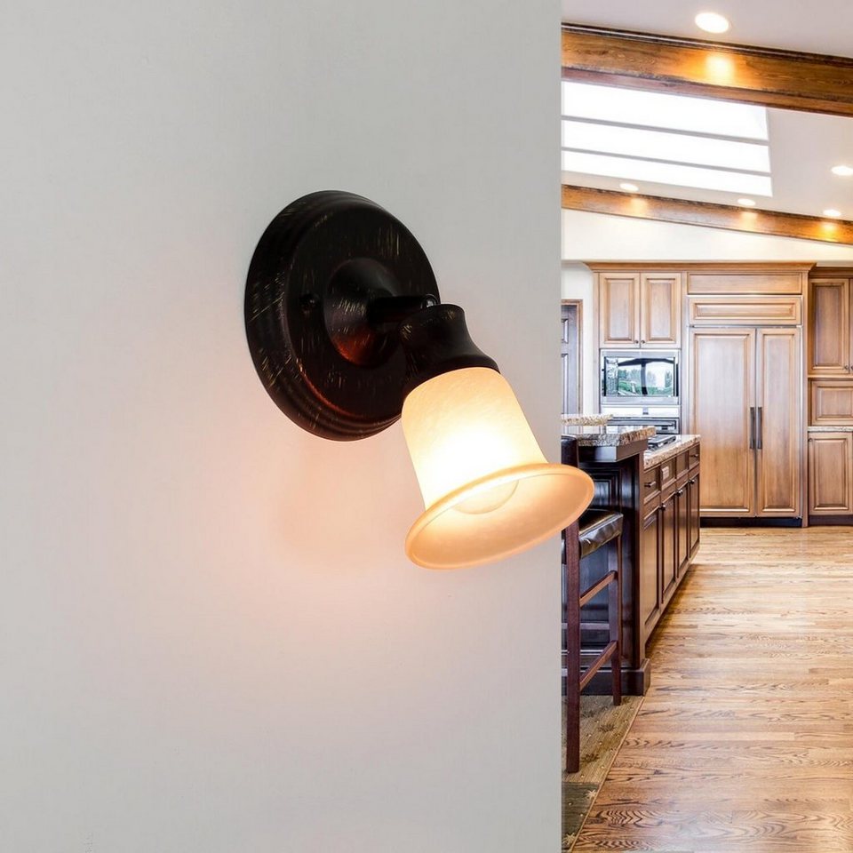 ohne Creme Wandleuchte E14 Licht-Erlebnisse Glas Leuchtmittel, Stil CLAIRE, rustikal Lampe Landhaus Wandspot Wandlampe