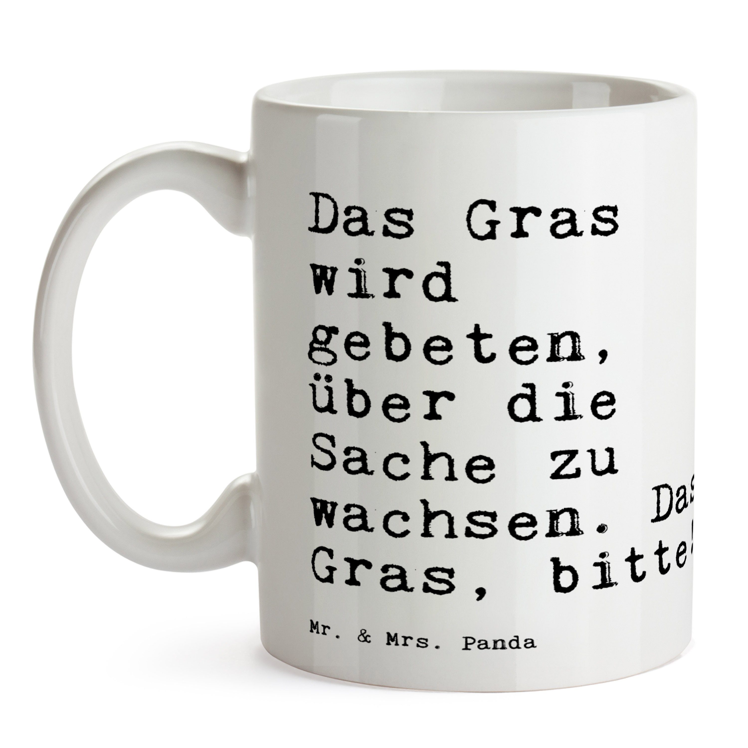 Trostpflaster, Geschenk, Gras Keramik & - Weiß Panda Mrs. Das Tasse Mr. - Keramikta, wird gebeten,...