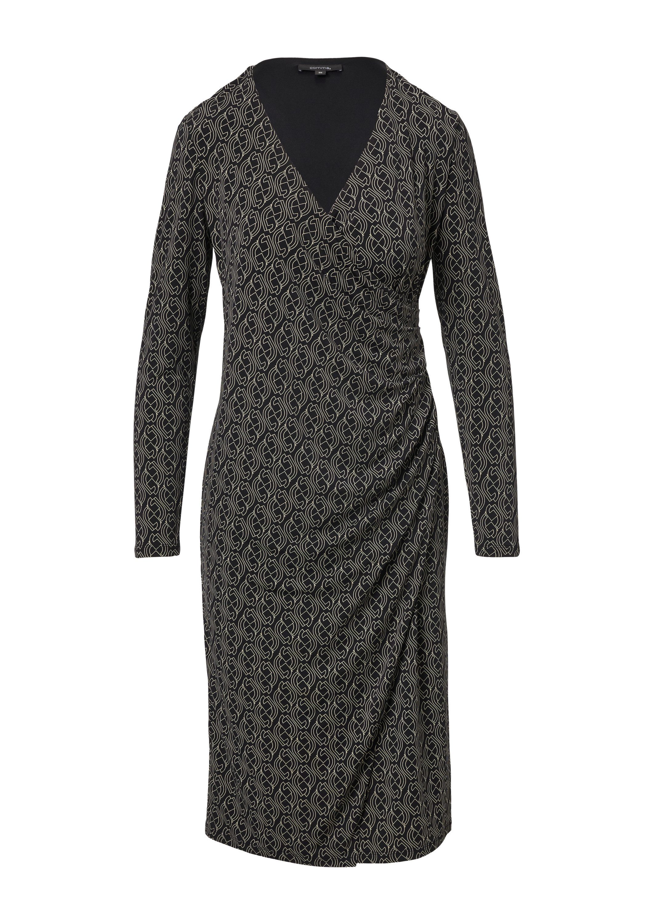 comma Minikleid Kleid Gemustertes Midi-Kleid in Wickeloptik