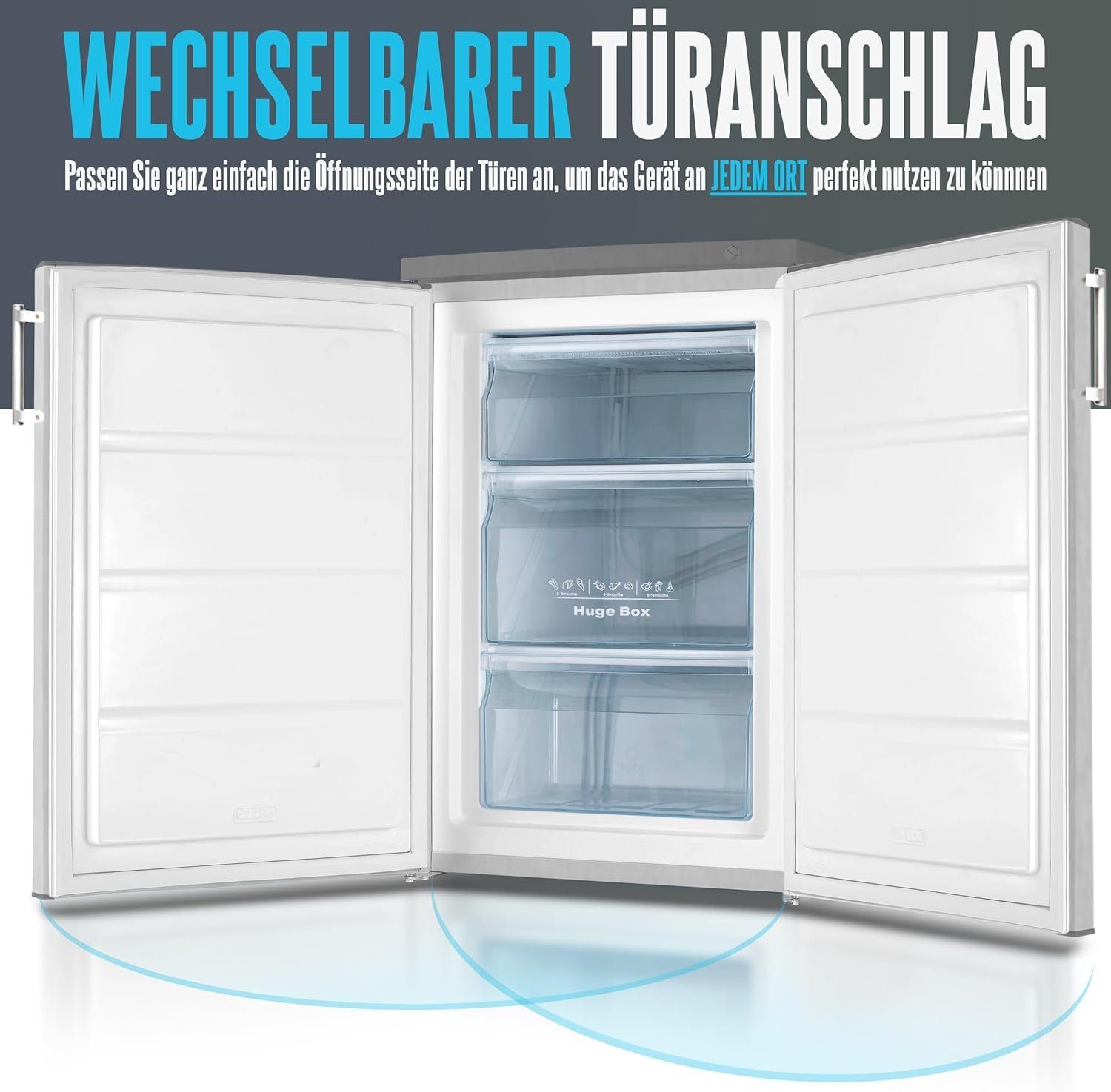 Heinrich´s Gefrierschrank 84.5 4090 Gefrierschublade cm breit, hoch, Frost 56 Liter HGS DE Air-Flow-System cm Freezer 85 IX, 3x