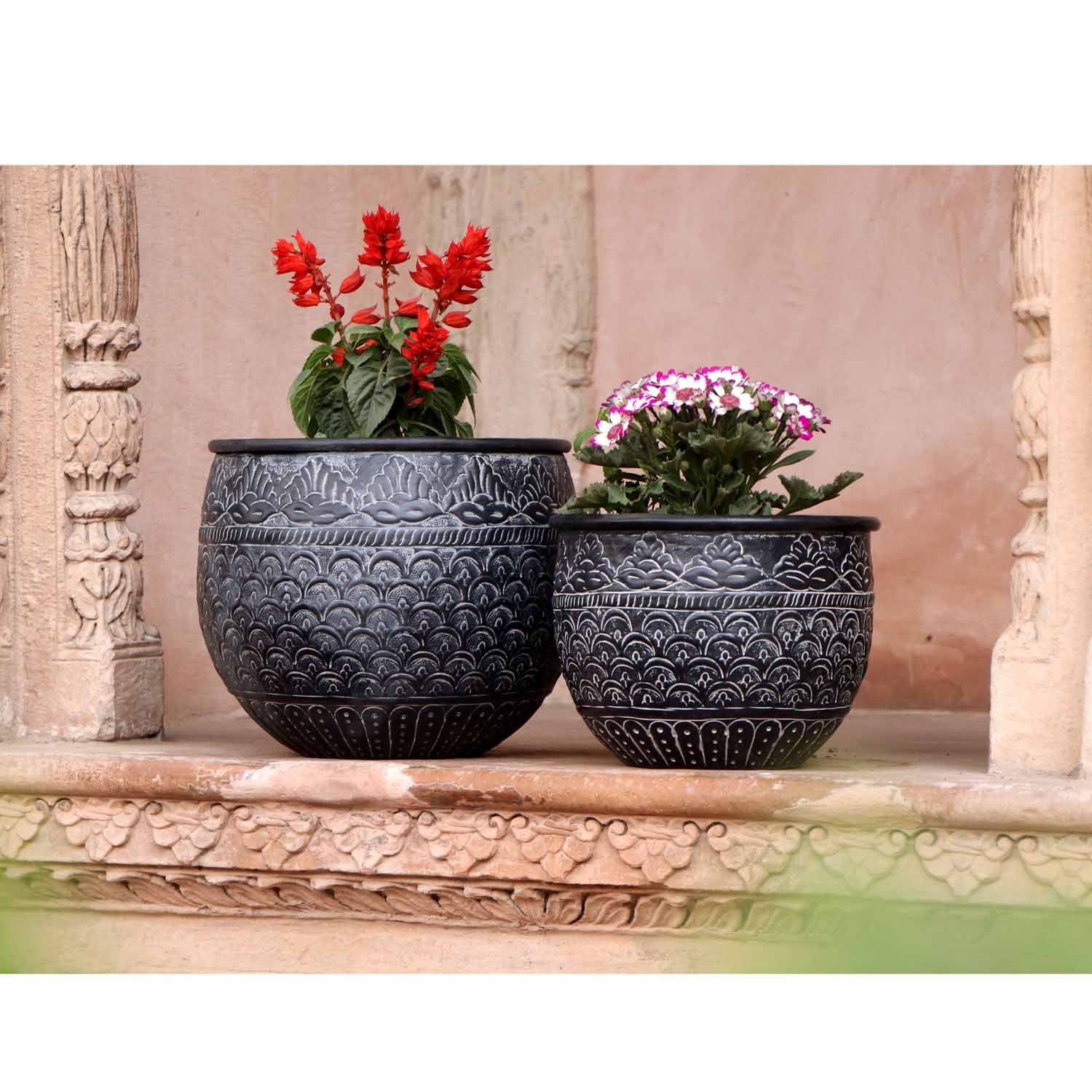 Casa Moro Pflanzkübel Orientalischer Blumentopf Murcia Metall Pflanztopf gehämmert (Boho Chic Übertopf - Pflanzentopf, Einzeln oder im Set, D20, D24, D29 cm), Kunsthandwerk - mit Hammerschlag verziert