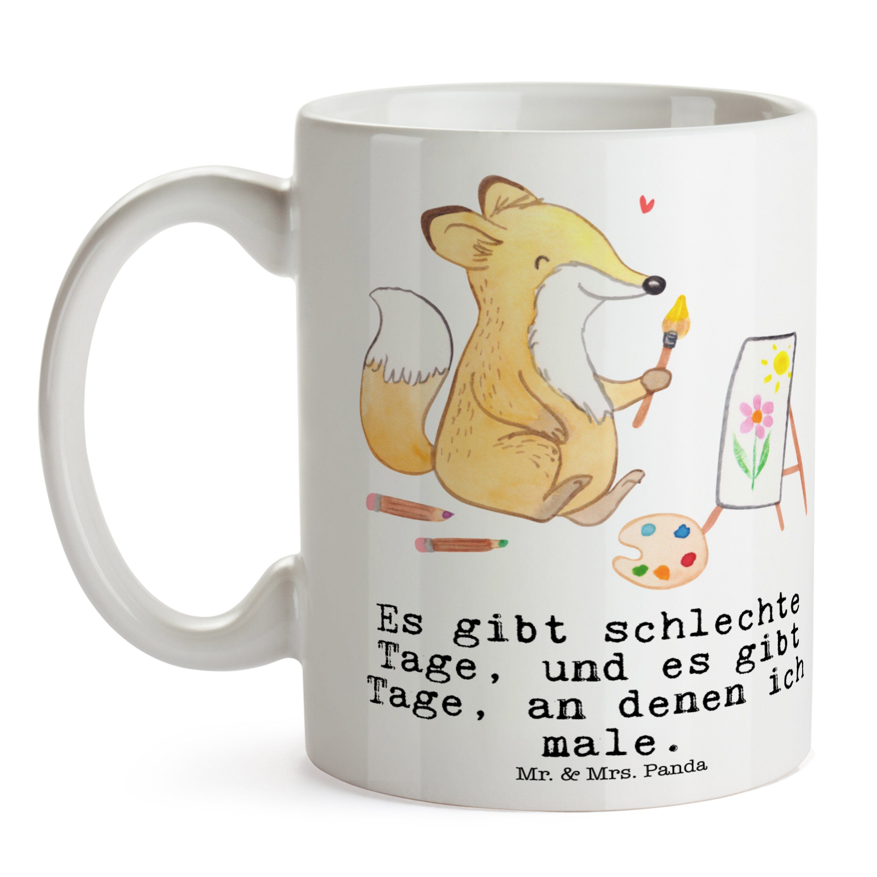 & Malen Geschenk, Weiß Keramik Fuchs Sportler, - Mr. - Mrs. Panda Schenken, Tasse Kaffeebecher, Tage