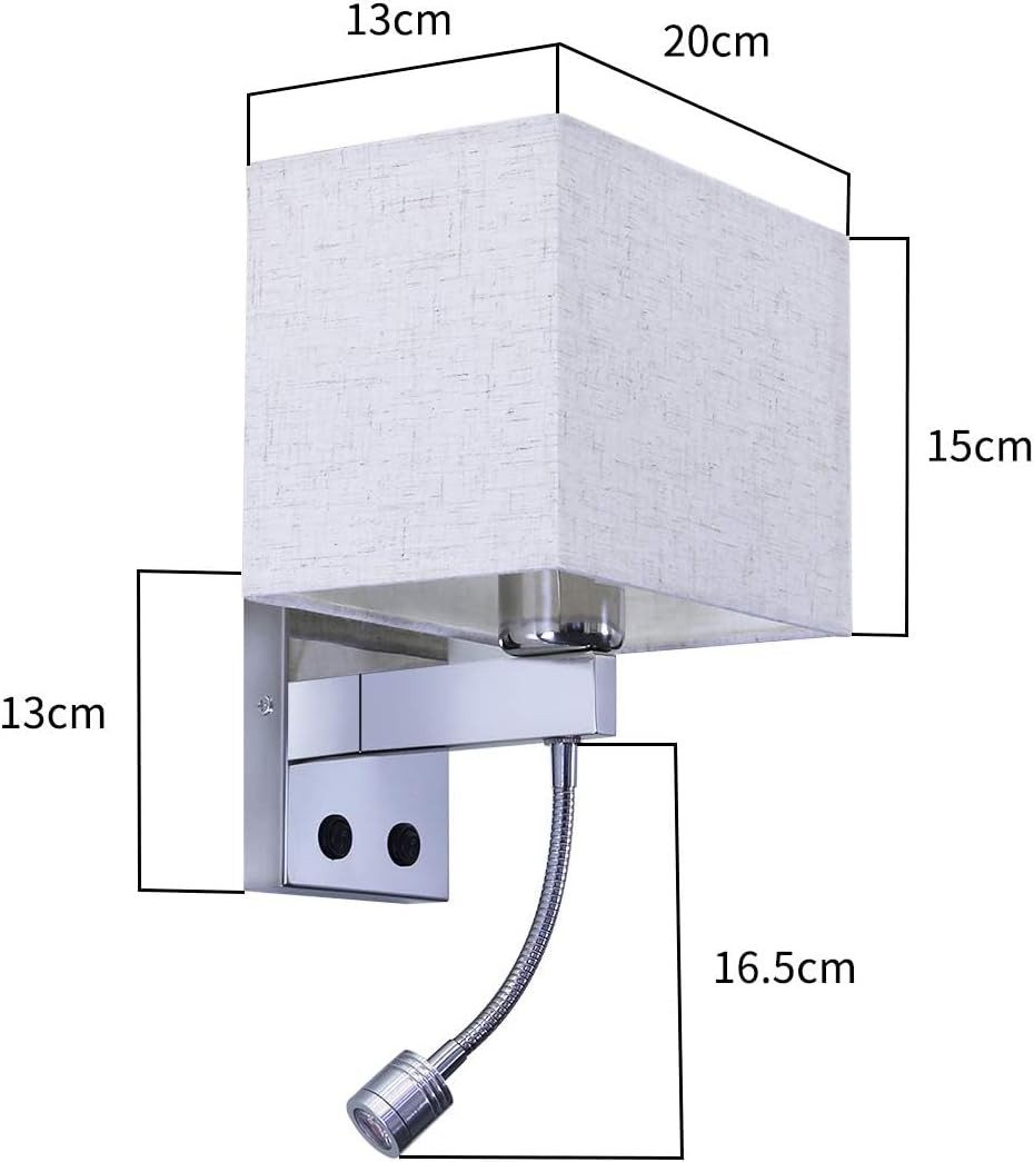 Lampada da parete led moderna quadrata con paralume in tessuto_voghion.com