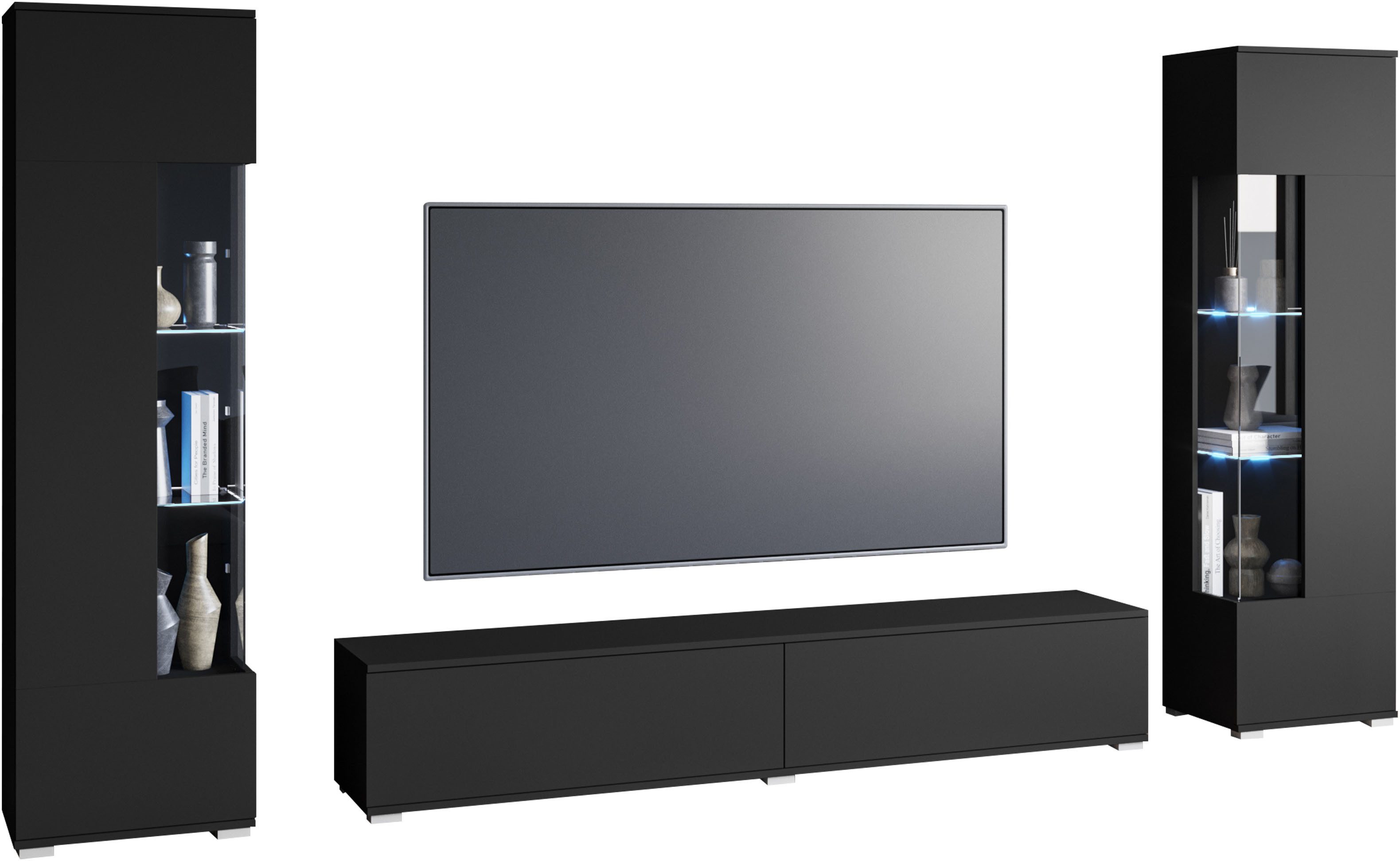 INOSIGN Wohnwand Kenia, Vitrine Türanschlag links/rechts wechselbar, (3-St) günstig online kaufen