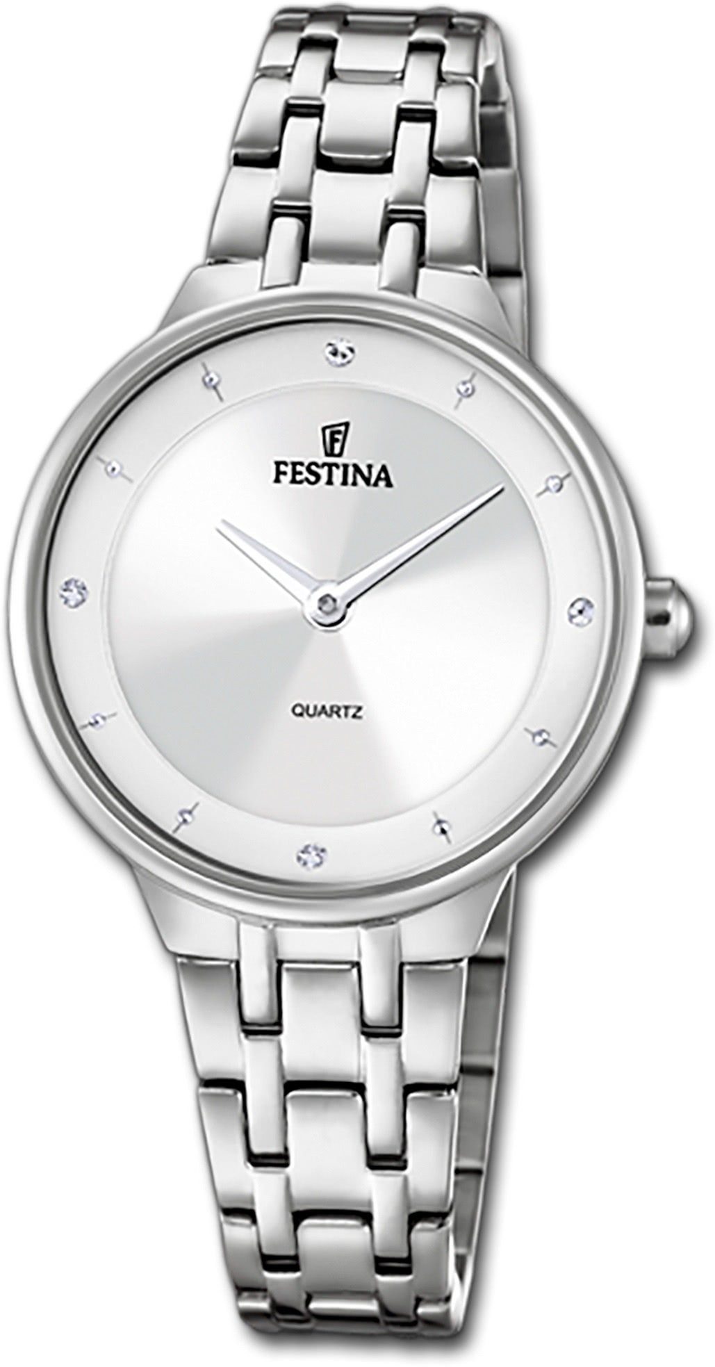 mittel Mademoiselle Quarzuhr (ca. Edelstahlarmband Festina Damenuhr Damenuhr 31mm) silber, rund, Festina Uhr,