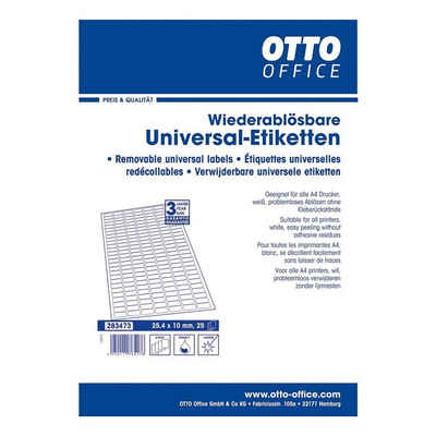 Otto Office Etiketten Standard, 4725 Stück, 25,4x10 mm, hochweiß, selbstklebend/ wiederablösbar