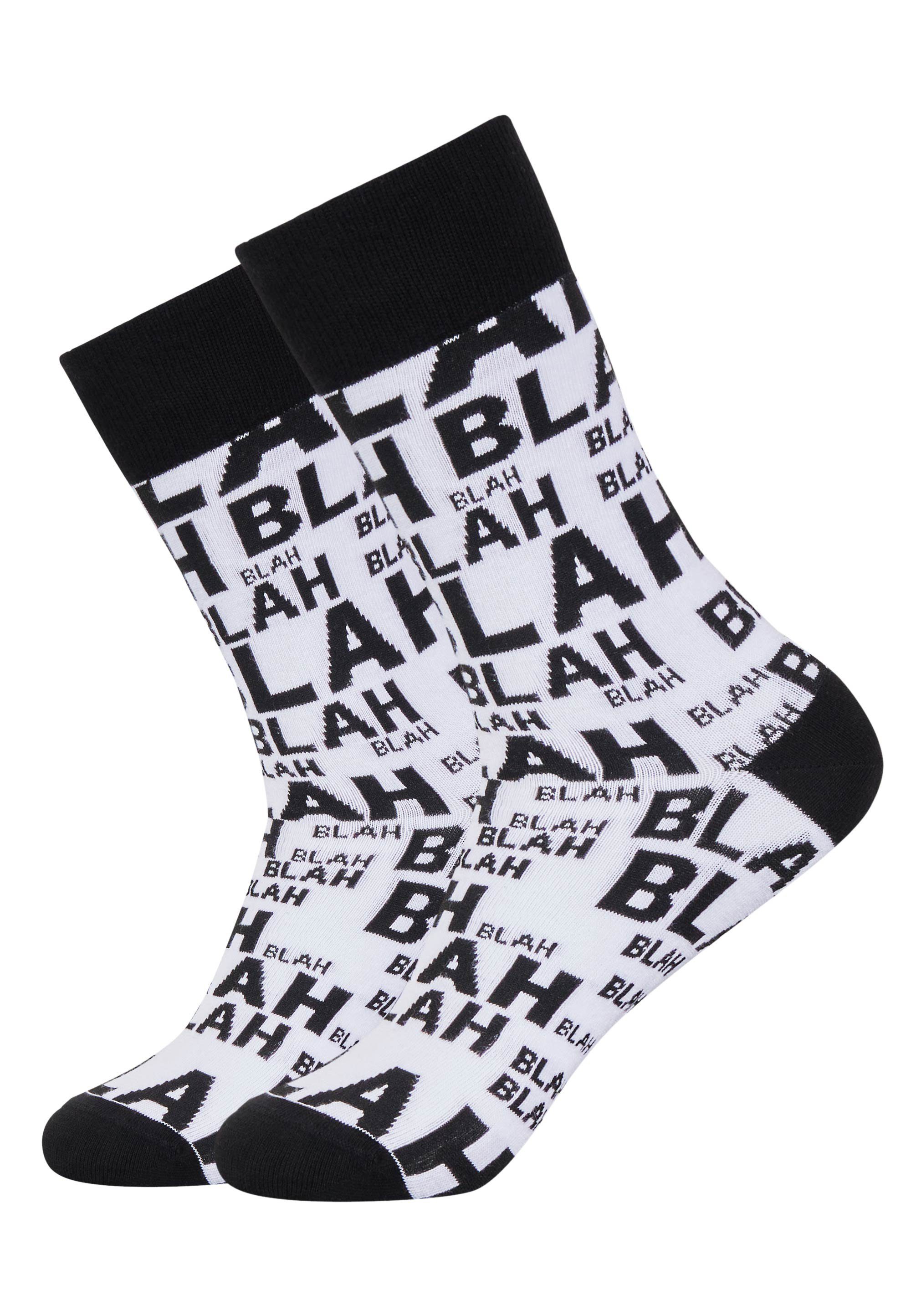 BLAH-BLAH UNHINGED Schriftzug mit dunkelgrau, Mxthersocker schwarz - trendigem (3-Paar) Socken