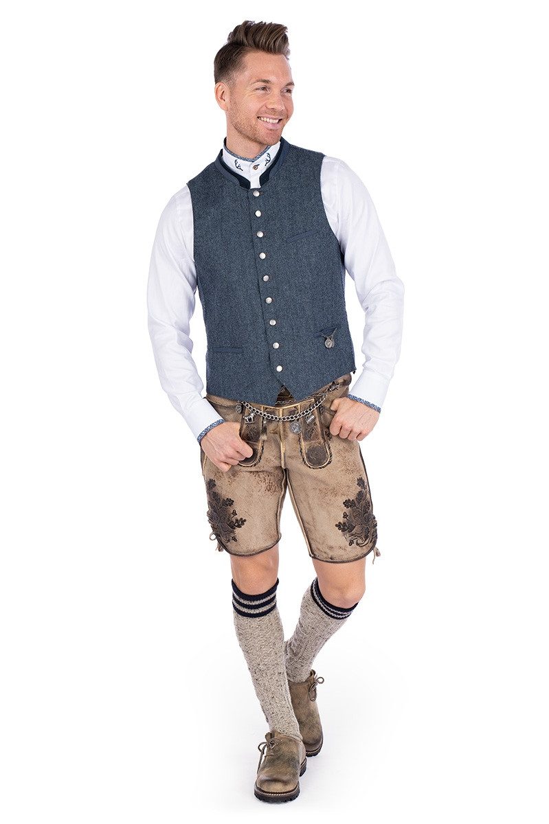 Maddox Trachtenlederhose Lederhose Herren kurz - HARTSEE - beige/schwarz